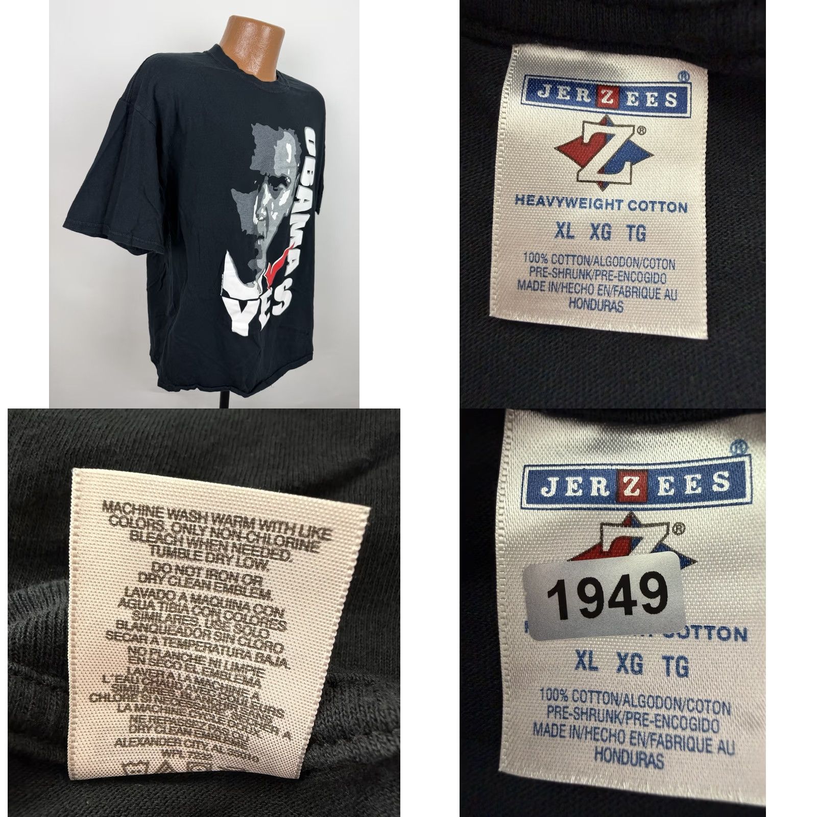 Jerzees VINTAGE Obama Shirt Mens XL 2008 Presidential Election Tee Black Y2K Size US XL / EU 56 / 4 - 8 Thumbnail