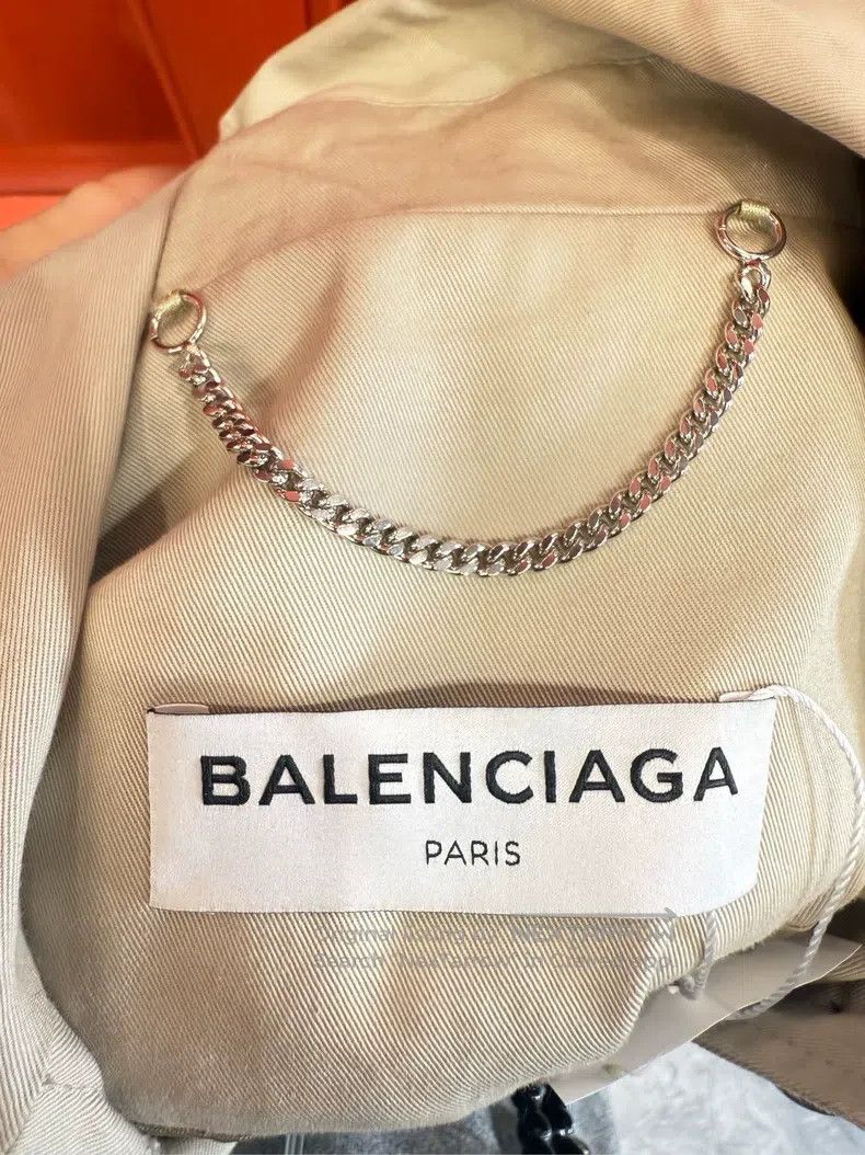 Balenciaga Balenciaga Beige Pointed Collar Slim Fit Trench Coat Size XS / US 0-2 / IT 36-38 - 5 Thumbnail
