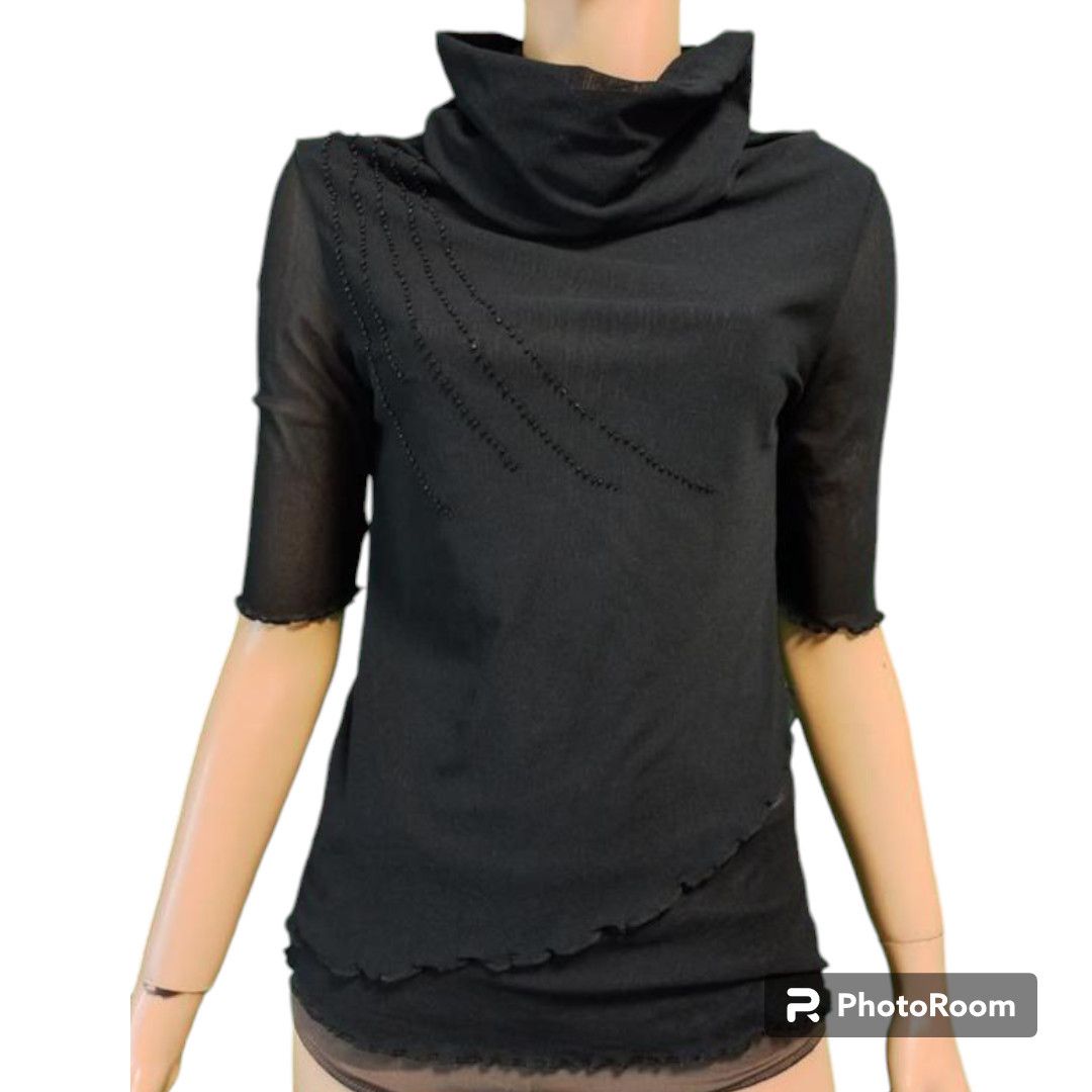 Japanese Brand Y2K Monochrome black mesh top sz M brand Tiffi Size M / US 6-8 / IT 42-44 - 1 Thumbnail