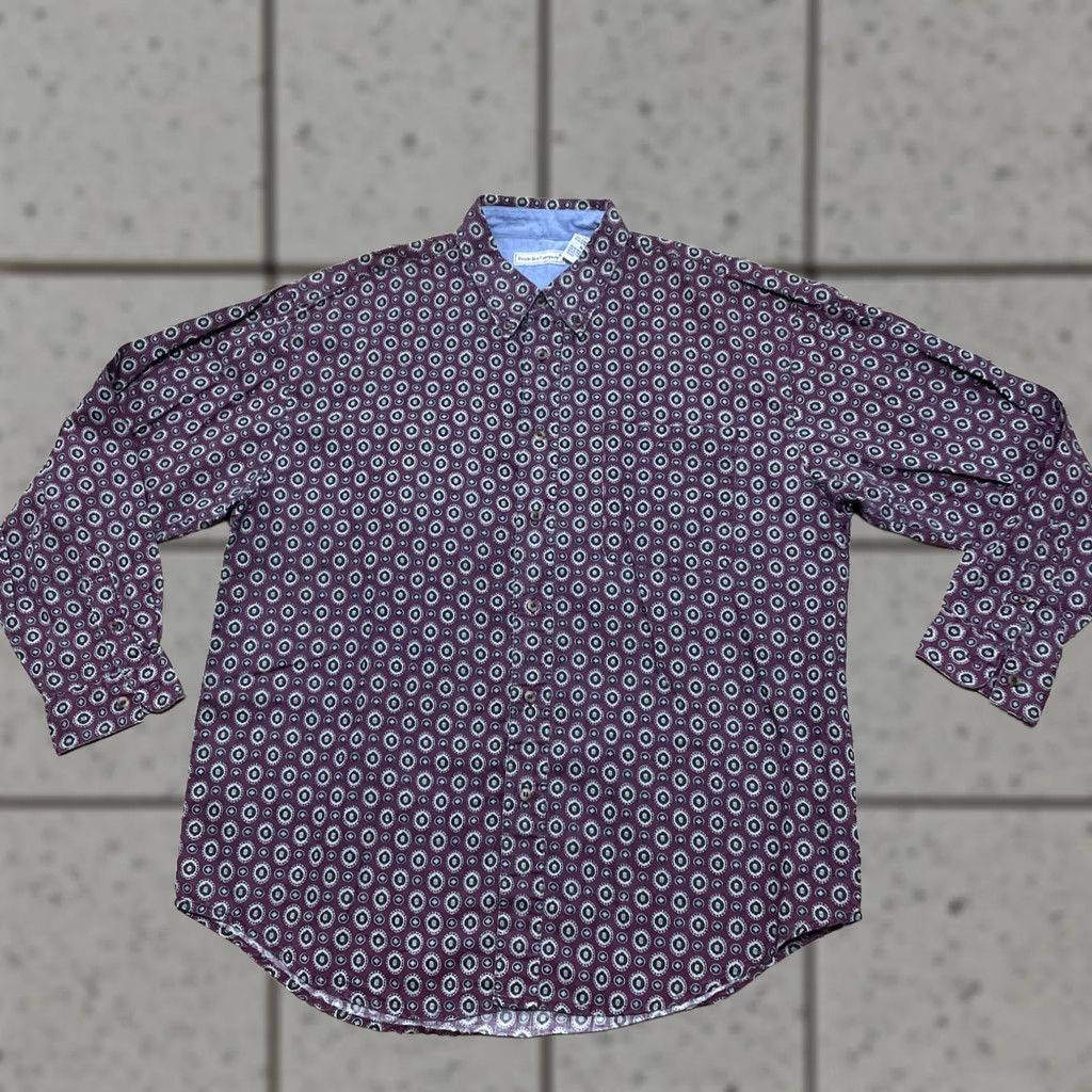 Bugle Boy VINTAGE Bugle Boy Long Sleeve Button Shirt Men XL Western Medallion Deco Red Talisma Size US XL / EU 56 / 4 - 1 Thumbnail