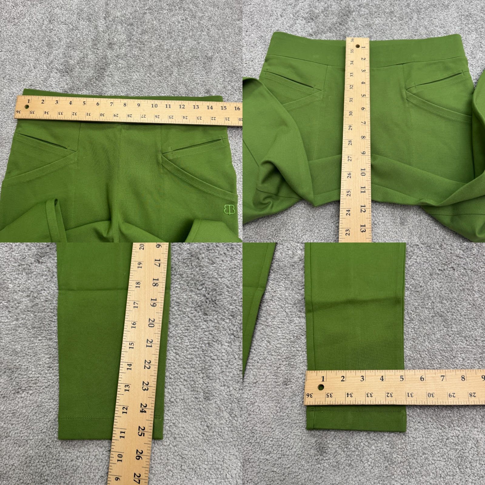 Vintage Betabrand Journey Skinny Yoga Pants Medium Pettie Kale Green Stretch NWT Womens Size 32" / US 10 / IT 46 - 9 Thumbnail