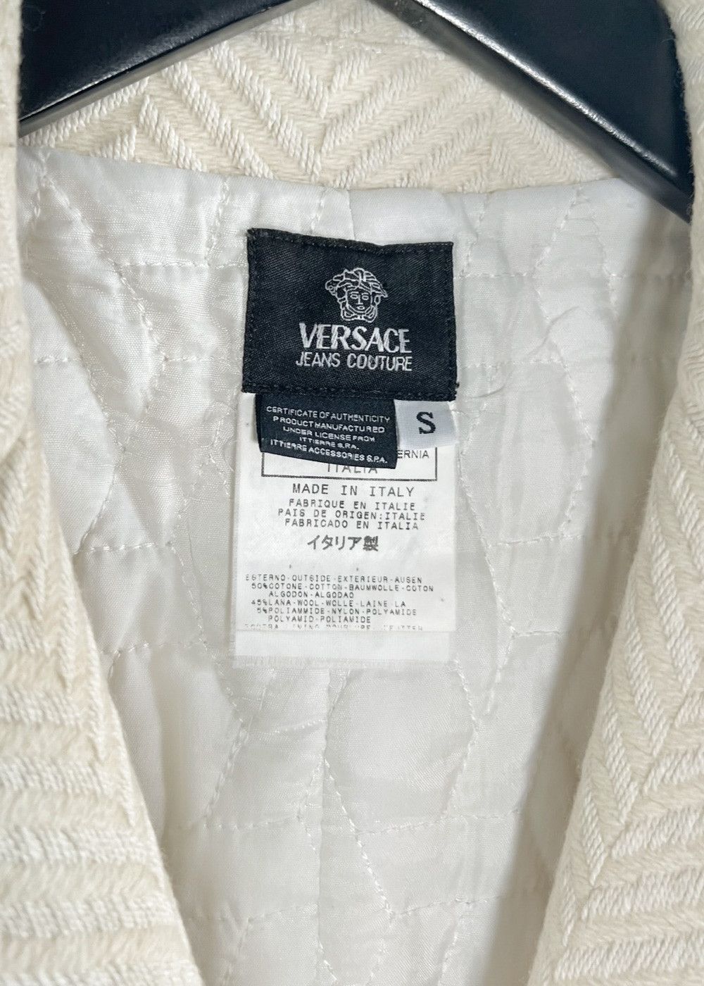 Versace Jeans Couture Versace Jeans Couture Ivory Herringbone Coat Size S / US 4 / IT 40 - 4 Thumbnail