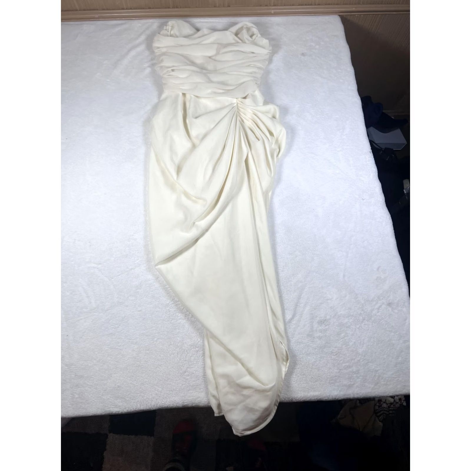 PrettyLittleThing PRETTYLITTLETHING Dress Womens 8 White Chiffon Corset Bandeau Draped Midi Party Dress Size M / US 6-8 / IT 42-44 - 6 Thumbnail