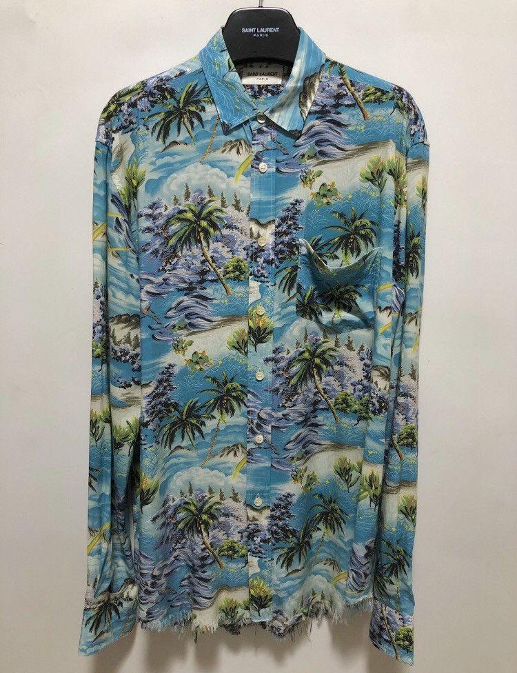 Saint Laurent Paris × Yves Saint Laurent Saint Laurent Paris16ss Show Style Palm Tree Wave Shirt Size US M / EU 48-50 / 2 - 1 Thumbnail