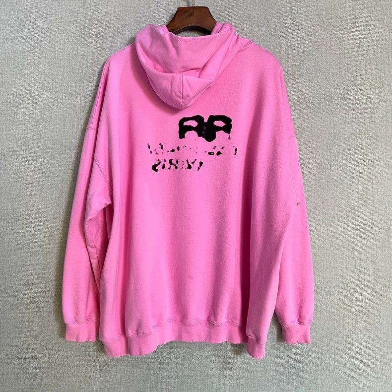 Balenciaga Balenciaga Pink splash-ink logo hoodie 2503-Nextarrow Size US S / EU 44-46 / 1 - 2 Thumbnail