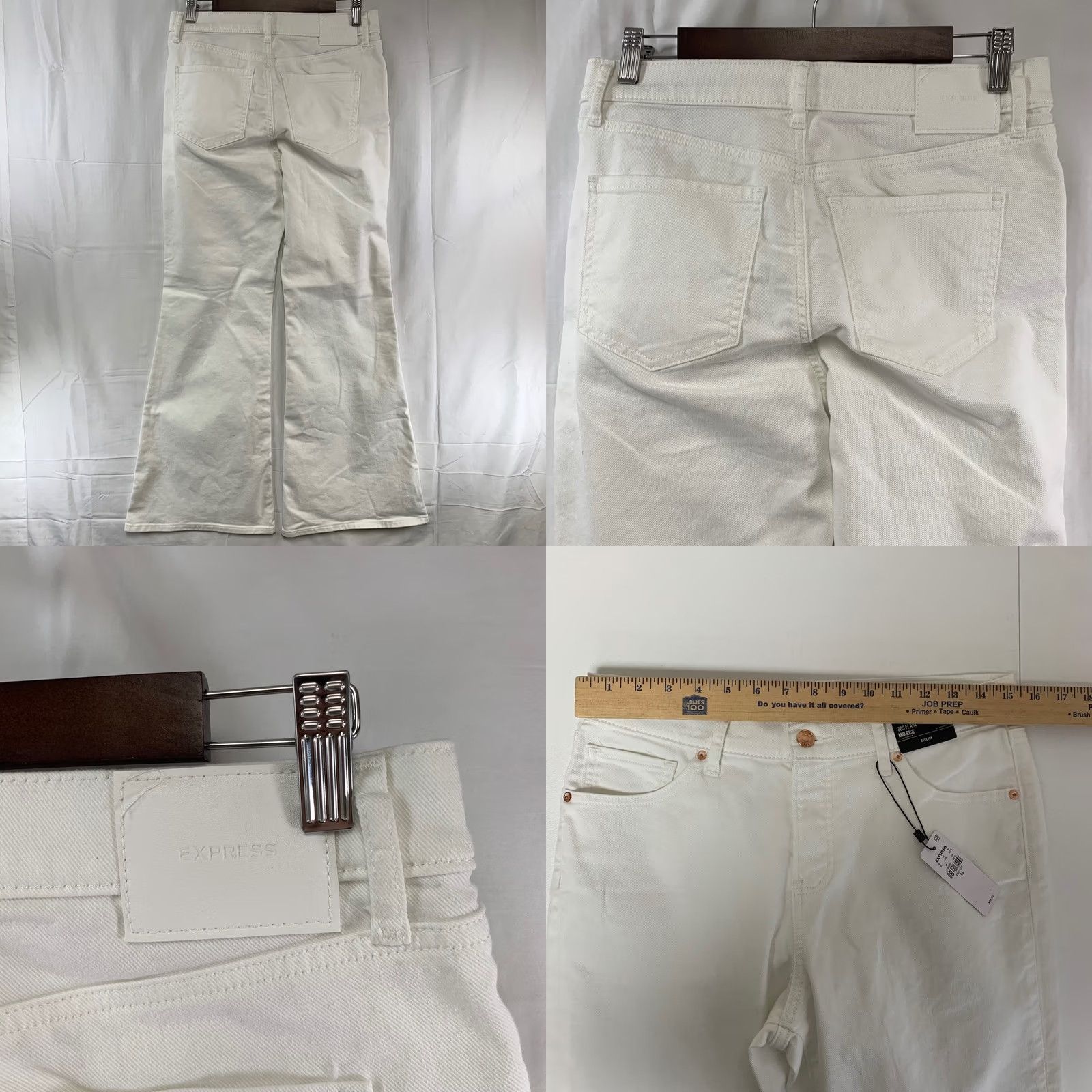 Express Express 70s Flare Jeans Womens 8S White Mid Rise Conscious Edit Stretch Denim Jeans Mens? Wait no Size 30" / US 8 / IT 44 - 8 Thumbnail