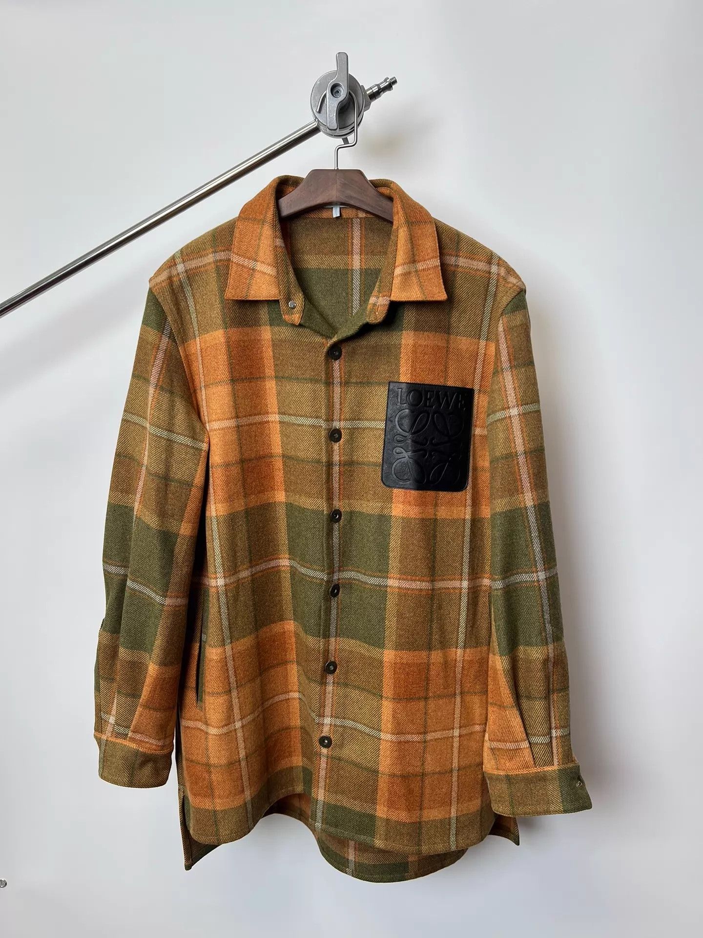 Loewe Loewe Color Check Leather Patch Logo Shirt Orange Size S / US 4 / IT 40 - 2 Thumbnail