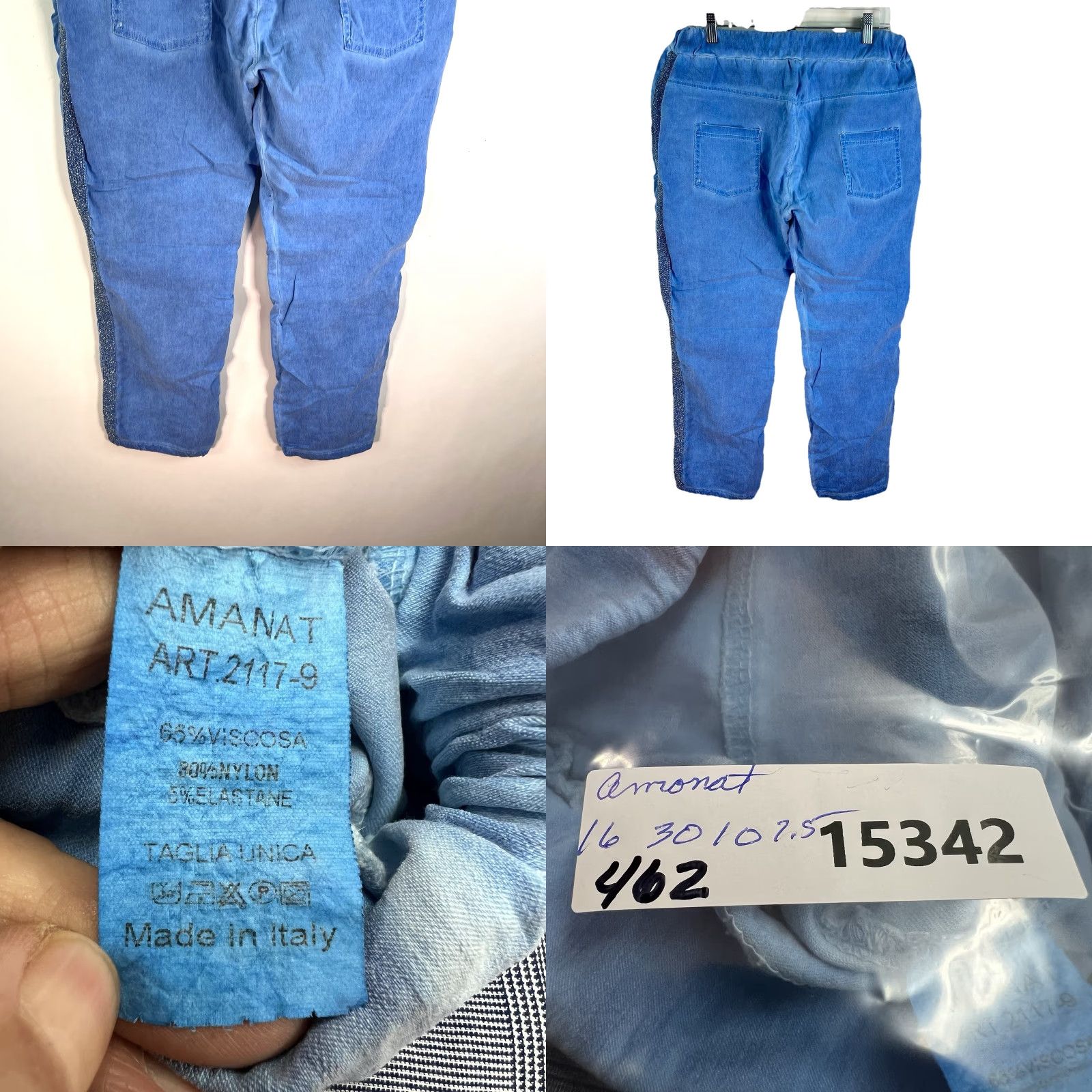 Denime Liberty Art Denim Jeans Womens Size 32 X 30 Blue Mid Rise Relaxed Fit Embroidered Glitter Crop Jeans Size 24" / US 00 / IT 34 - 8 Thumbnail