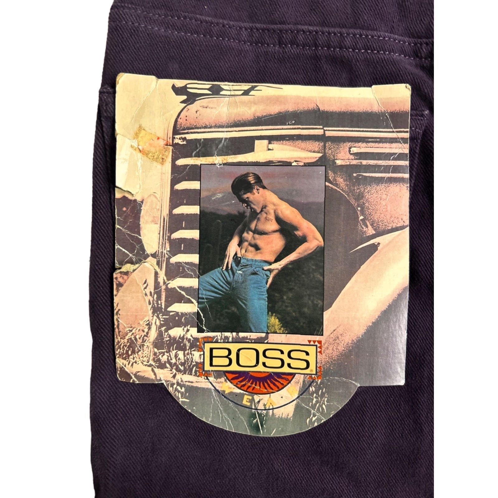 Vintage VINTAGE Boss Jeans Pants Mens Slouch 29 Inseam 34 90s Deadstock NWT USA Made Purple Slouch Straight Jeans Mens Size US 29 - 4 Thumbnail