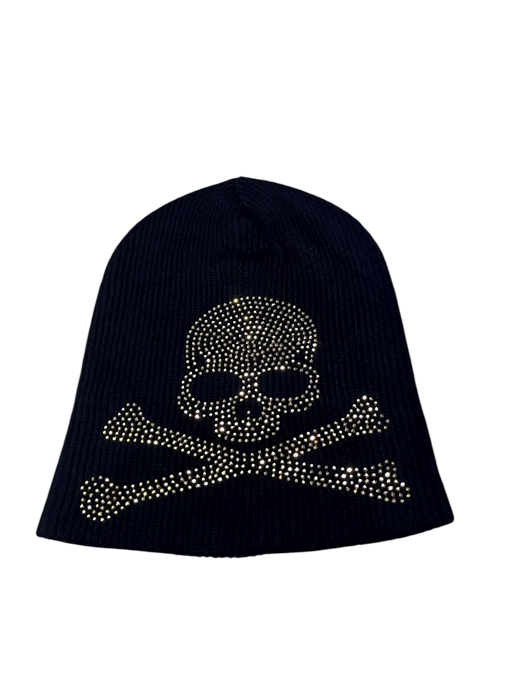 Japanese Brand 💀✨ Vintage Punk Rhinestone Skull Beanie Chrome Hearts Vibe Size ONE SIZE - 6 Thumbnail