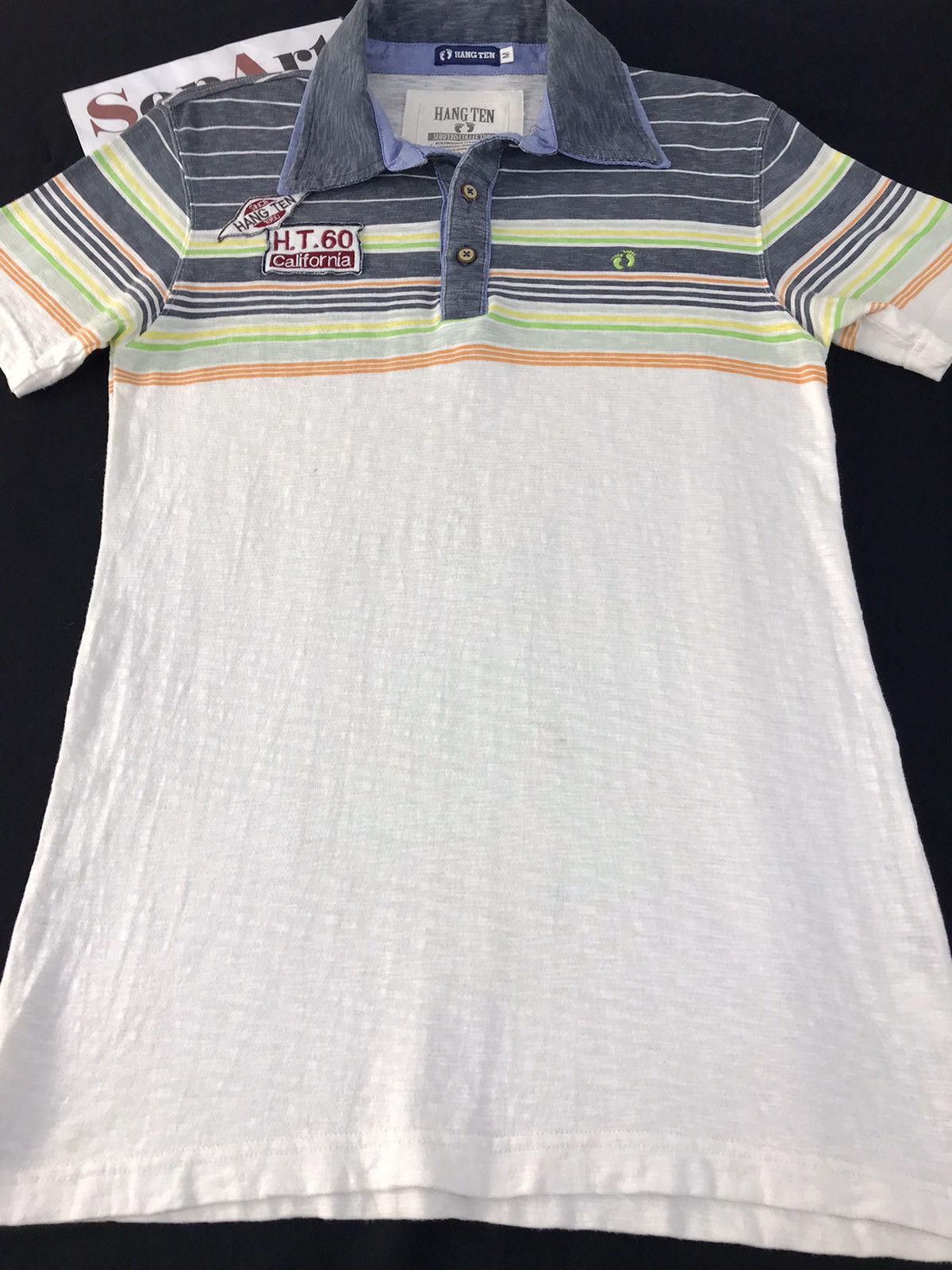 Hang Ten Vintage Hang Ten Double Kneck Design Stripes Polo Style Size US S / EU 44-46 / 1 - 3 Thumbnail