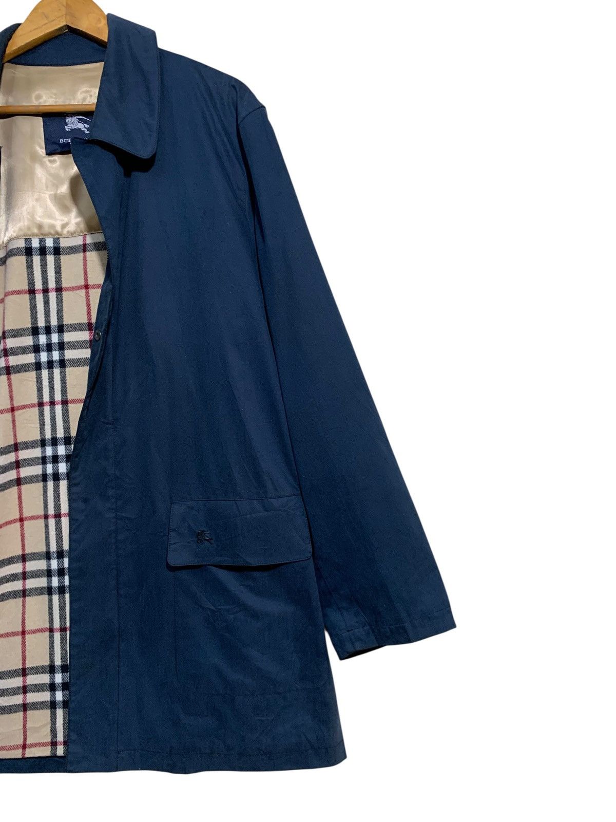Burberry 🔥BURBERRY SPAIN NAVY WAXED JACKETS WOOL LINED Size US L / EU 52-54 / 3 - 3 Thumbnail