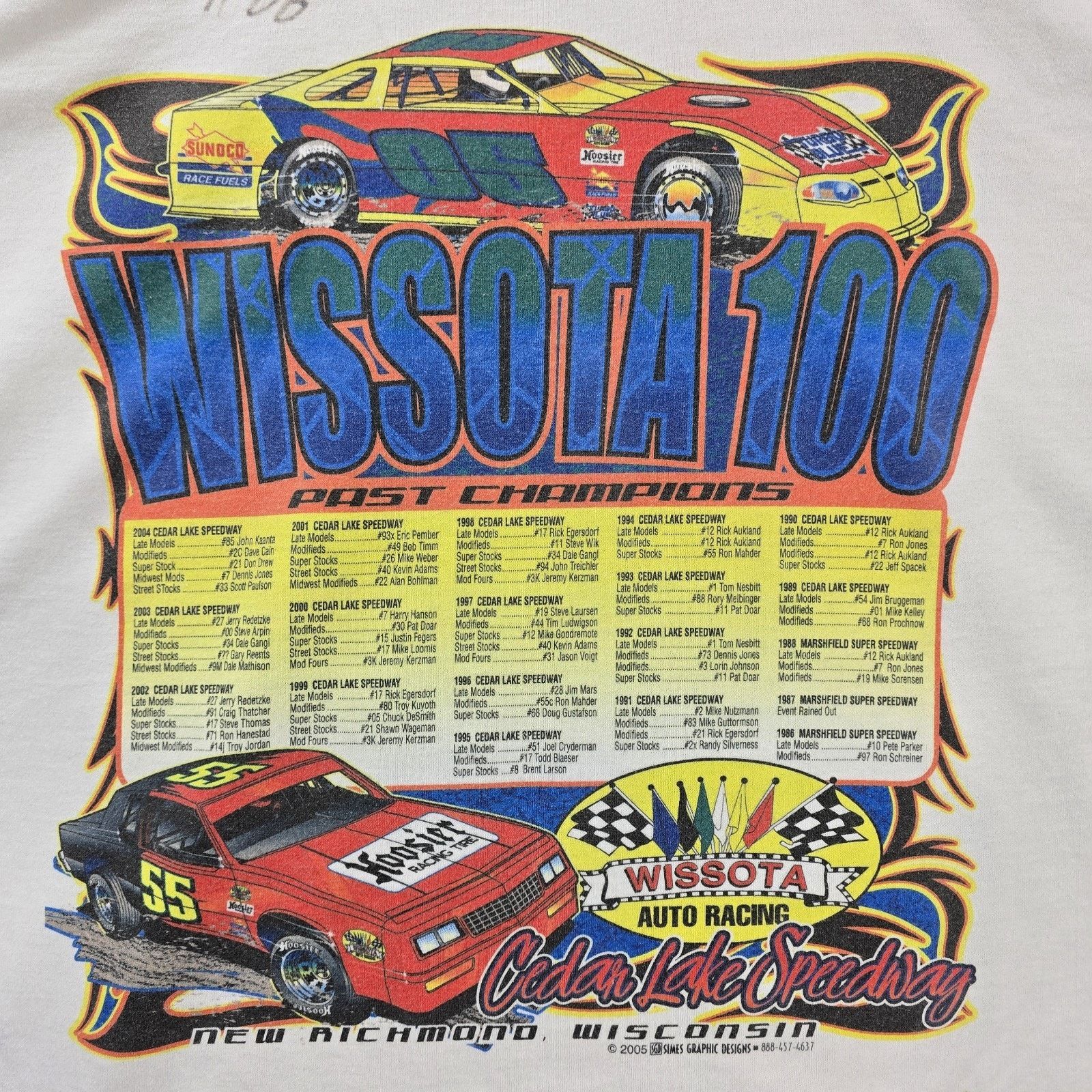 Hanes Vtg Wissota 100 Racing Shirt XL Y2k 2005 Nascar Autograph Size US XL / EU 56 / 4 - 8 Thumbnail