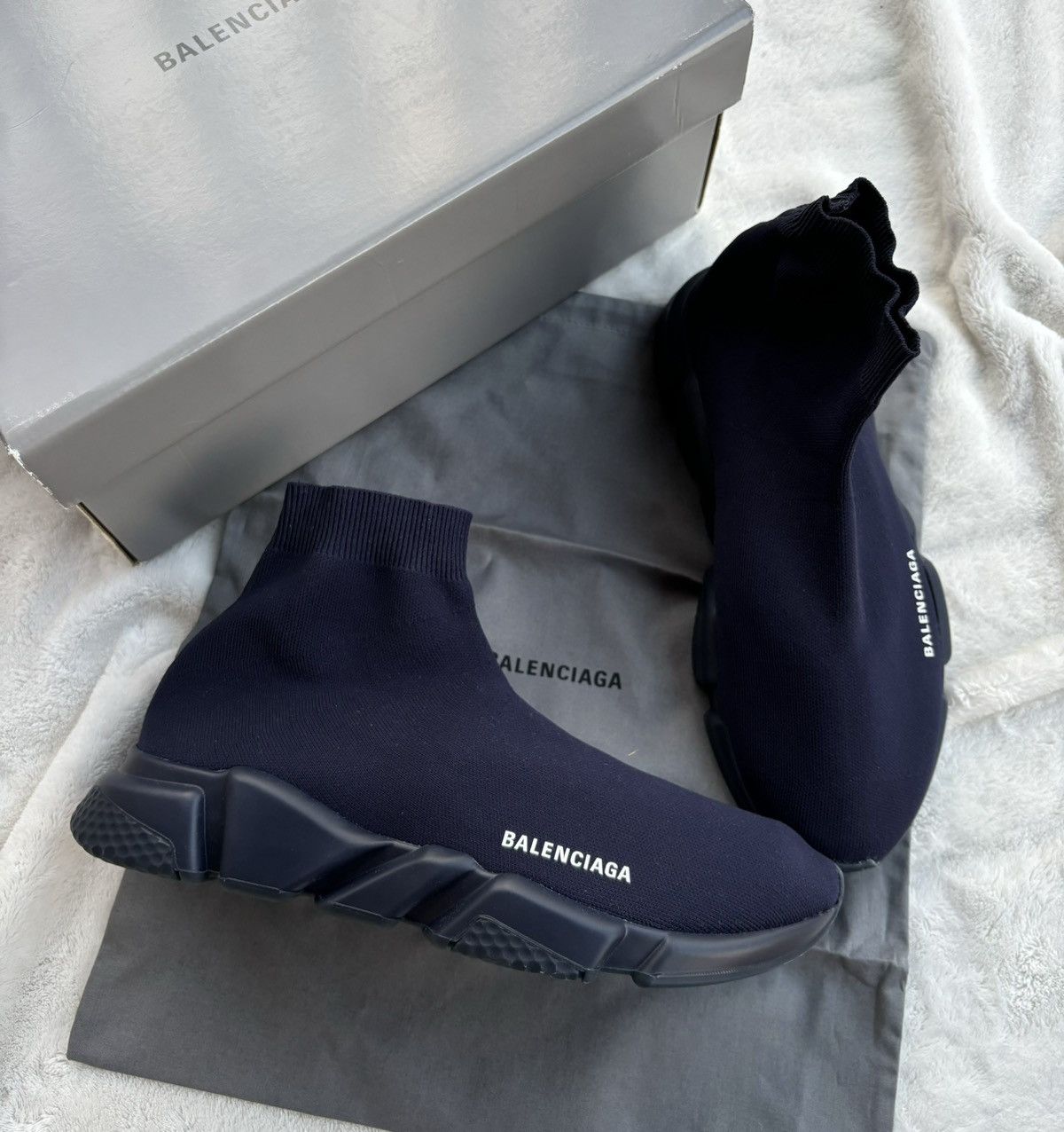 Balenciaga Balenciaga Navy/Black Speed Runners Size US 12 / EU 45 - 1 Thumbnail
