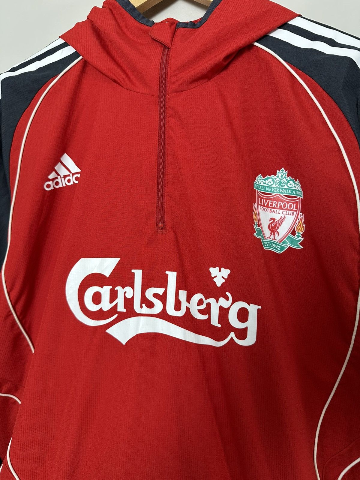 Adidas Liverpool 2006 2007 adidas track top hooded vintage jacket L Size US L / EU 52-54 / 3 - 2 Thumbnail