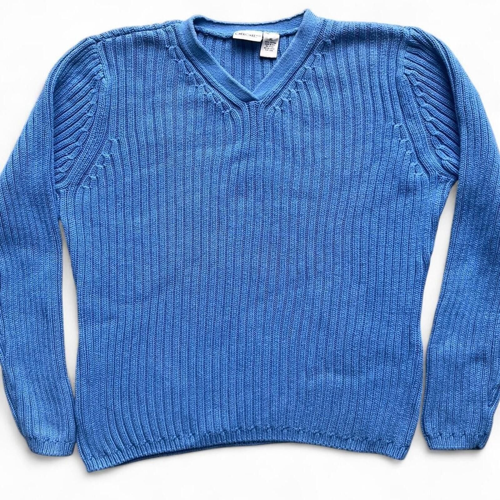 Cherokee Vintage Cherokee Classic Ribbed V-Neck Pullover Sweater Size M / US 6-8 / IT 42-44 - 1 Thumbnail