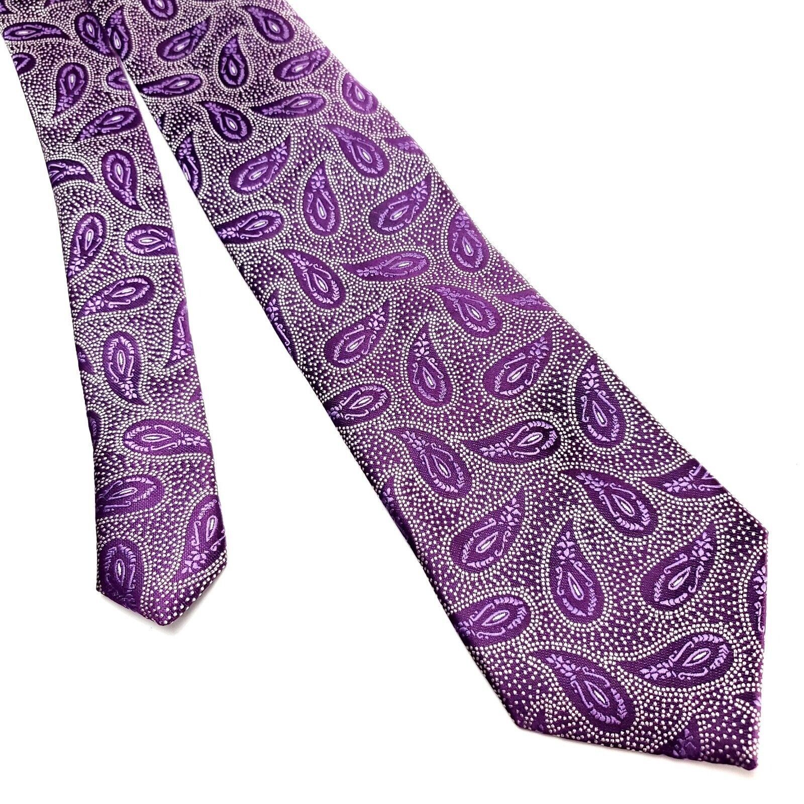Designer St. Patrick Purple Silk Tie Woven Paisley Size ONE SIZE - 1 Thumbnail