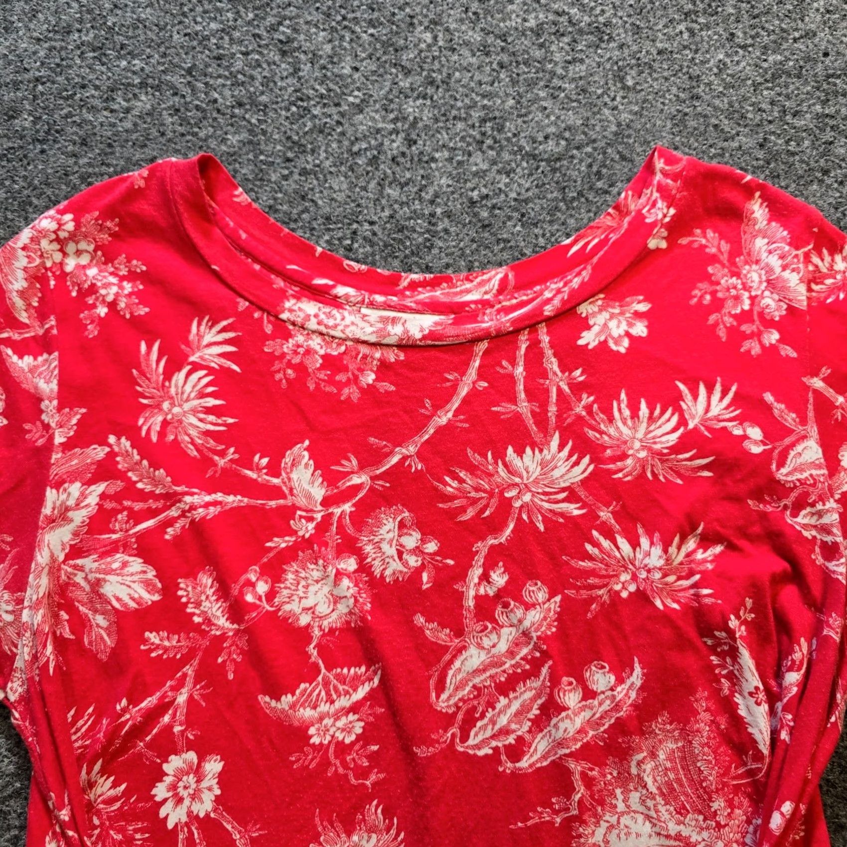 Vintage Maeve Top Womens Medium Pink Red Floral Tie Waist Tee Short Sleeve Anthro Shirt Size M / US 6-8 / IT 42-44 - 2 Thumbnail