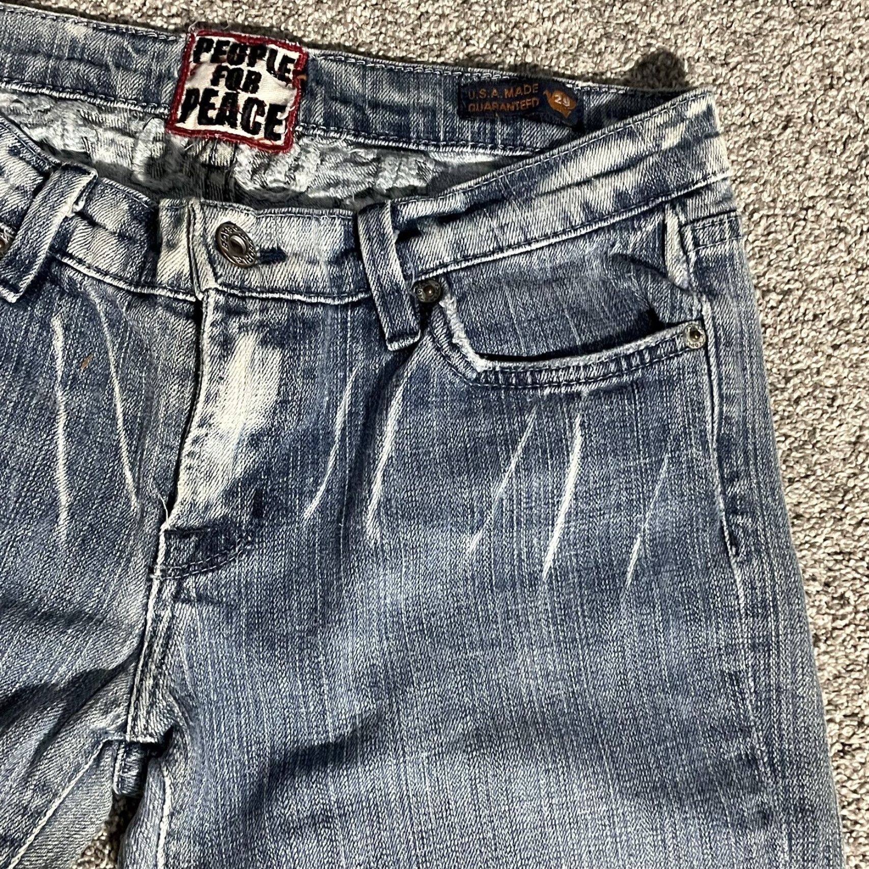 Vintage VINTAGE People4Peace Jeans Womens 28 Regular Cotton Blend Blue USA Straight 28x32 Womens Size 28" / US 6 / IT 42 - 2 Thumbnail