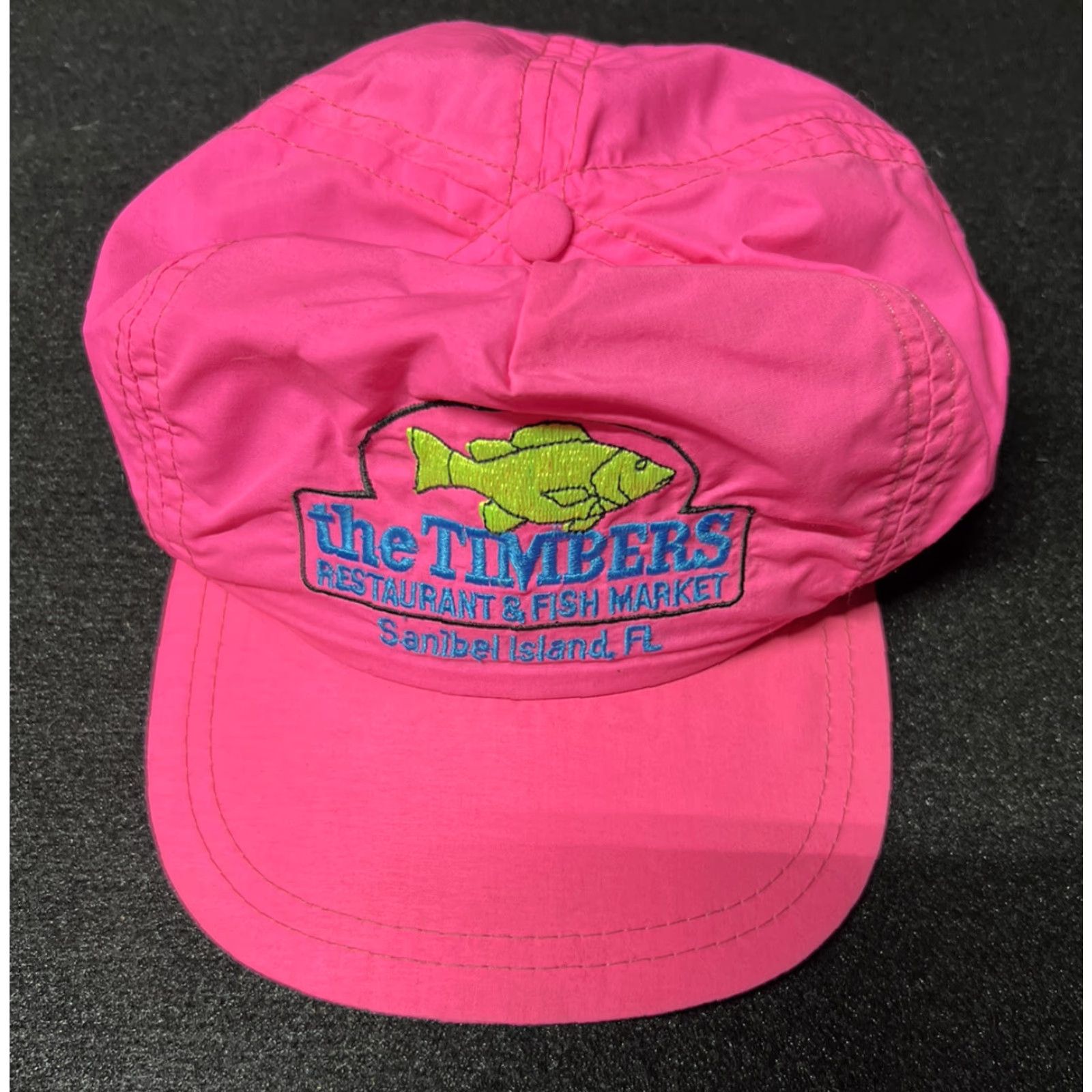 Pinko VINTAGE Nylon Hat The Timbers Restaurant Florida Neon Pink StrapBack Adjustable Men Pink Hat Size ONE SIZE - 2 Thumbnail