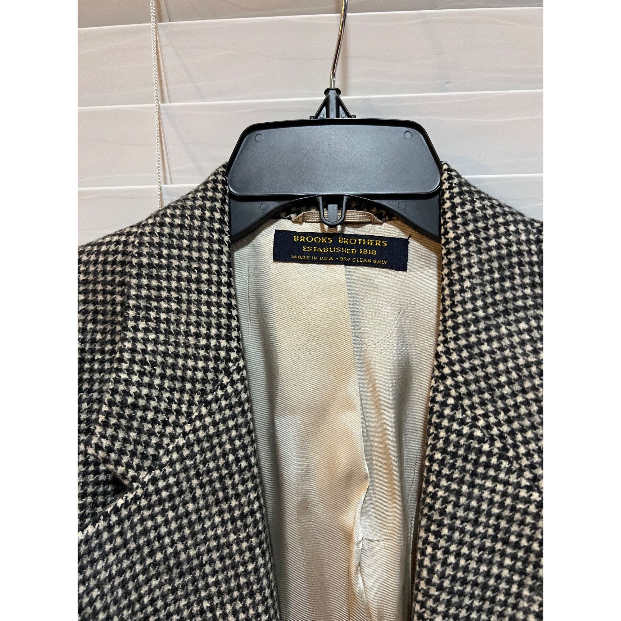 Brooks Brothers Brooks Brothers 100% Camel Hair Houndstooth Blazer - Size 45 Size 46L - 3 Thumbnail