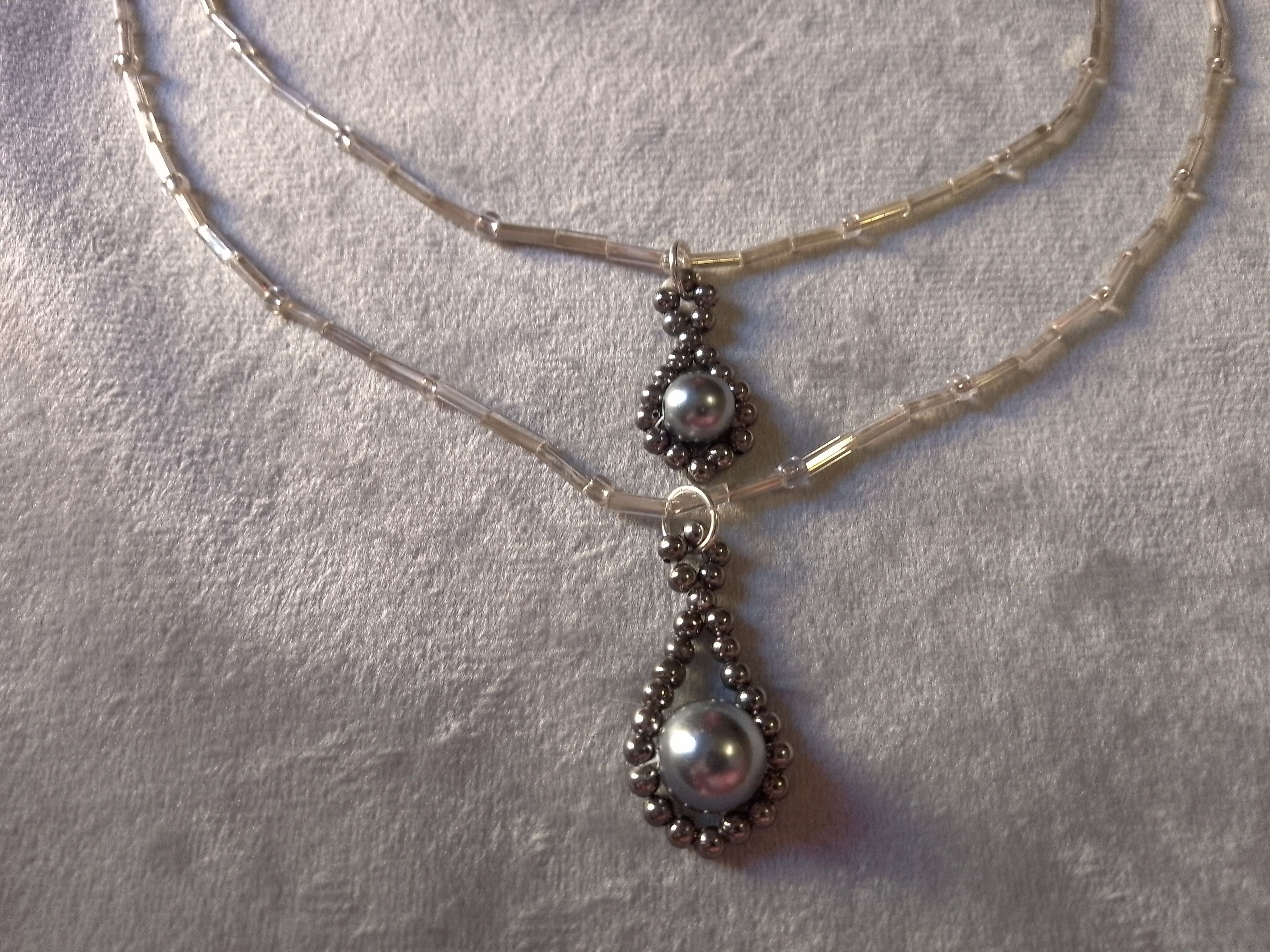 Handmade Necklace Earrings. Double thread Teardrop Pendants Size ONE SIZE - 3 Thumbnail