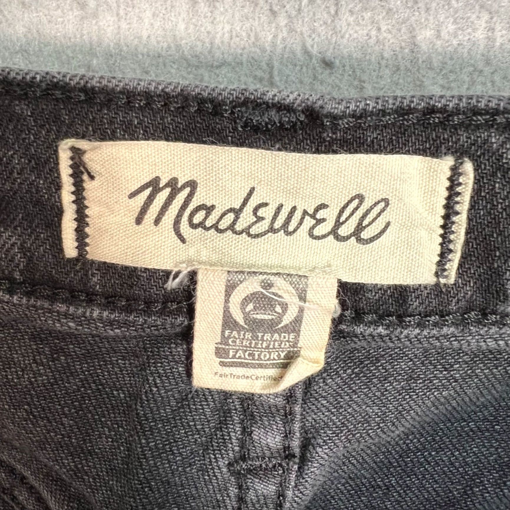 Madewell VINTAGE Madewell Balloon Jeans High-Rise Washed Black Denim Frayed Hem Womens 26T Tall 28in Inseam Size 26" / US 2 / IT 38 - 3 Thumbnail