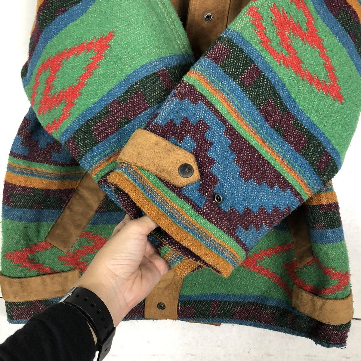 Vintage 🔥Vtg Leather Jacket Aztec Navajo Native Made in UK Size US L / EU 52-54 / 3 - 12 Thumbnail