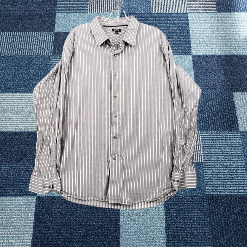 Chaps Chaps Shirt Mens XL Button-Up Gray Striped Modern Long Sleeves Cotton Casual Size US XL / EU 56 / 4 - 1 Thumbnail