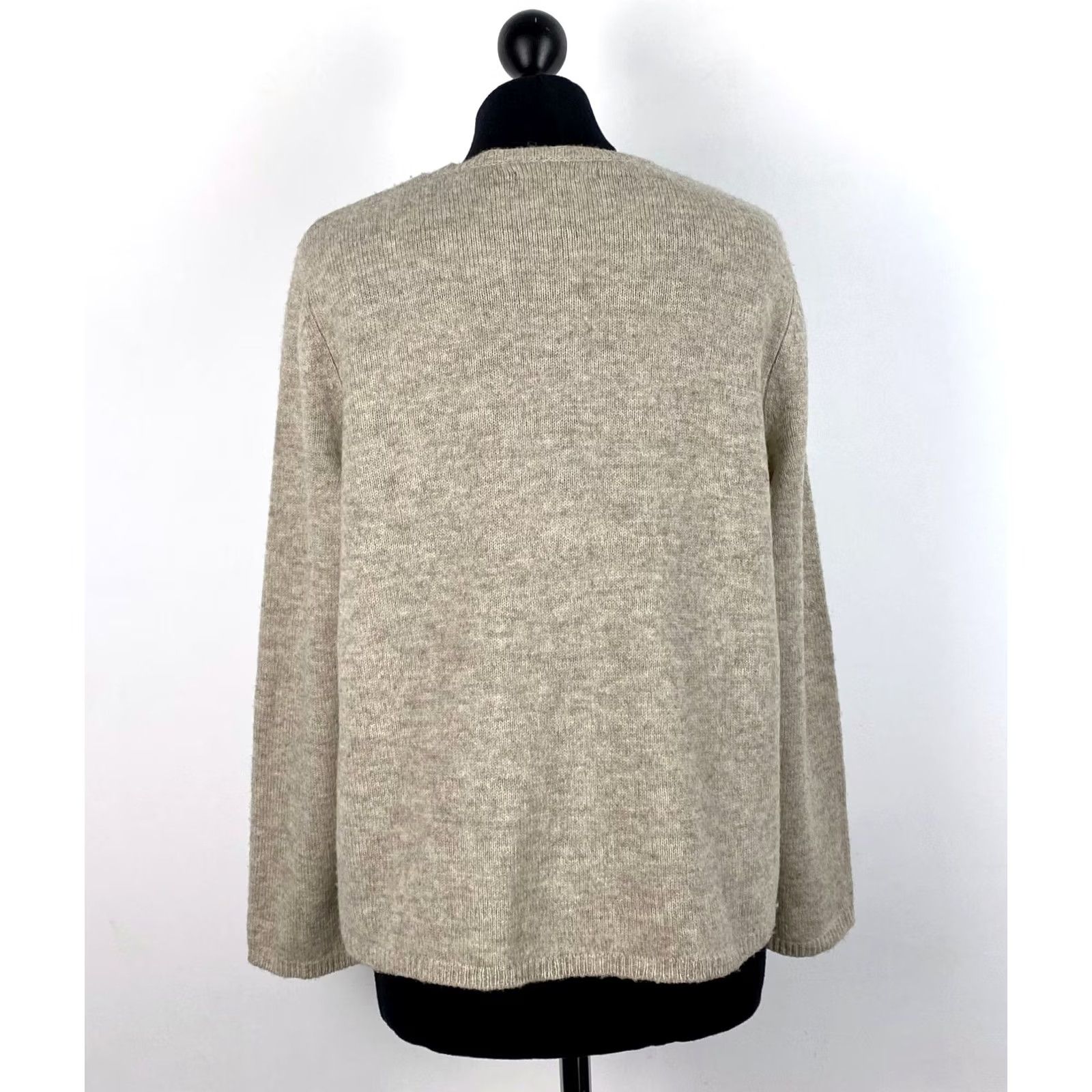 Vintage Gudrun Sjoden womens beige 100% wool cardigan robe Size L Size L / US 10 / IT 46 - 3 Thumbnail