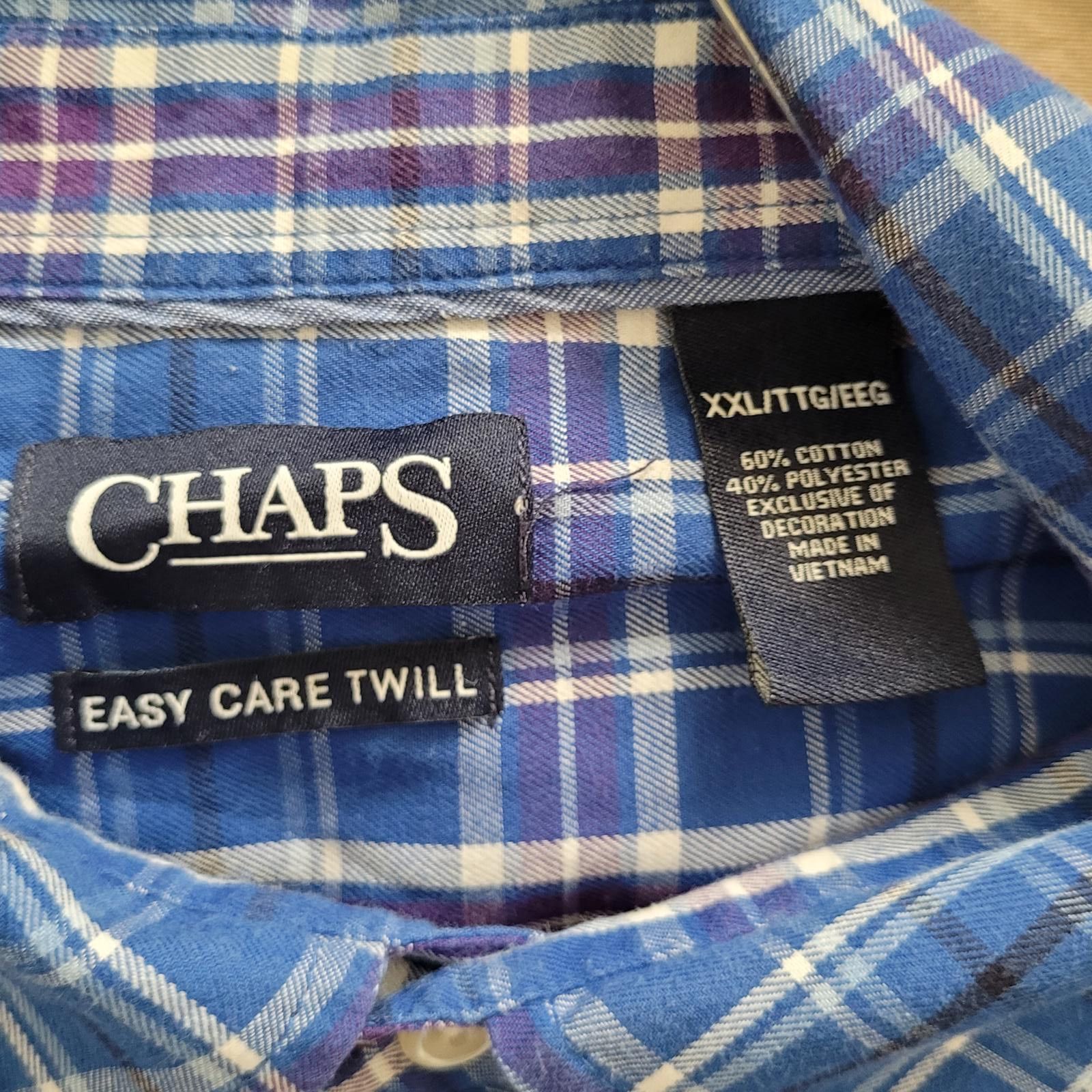 Chaps Chaps Men’s XXL Blue Plaid Button Shirt Easy Long Sleeve Size US XXL / EU 58 / 5 - 3 Thumbnail