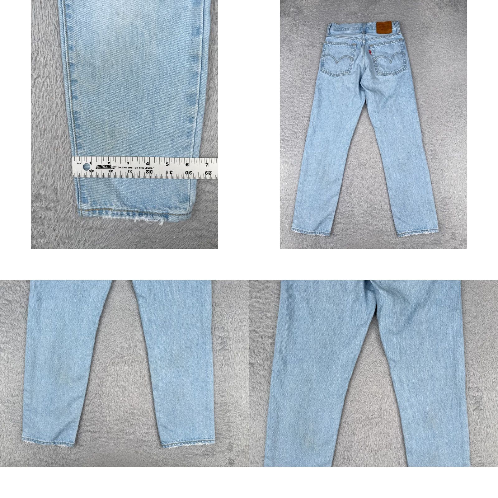 Levi's VINTAGE Levis Premium Jeans Womens 23 Blue Denim Big E Wedgie Straight Distressed 23x25 Size 40" / US 18 - 10 Thumbnail