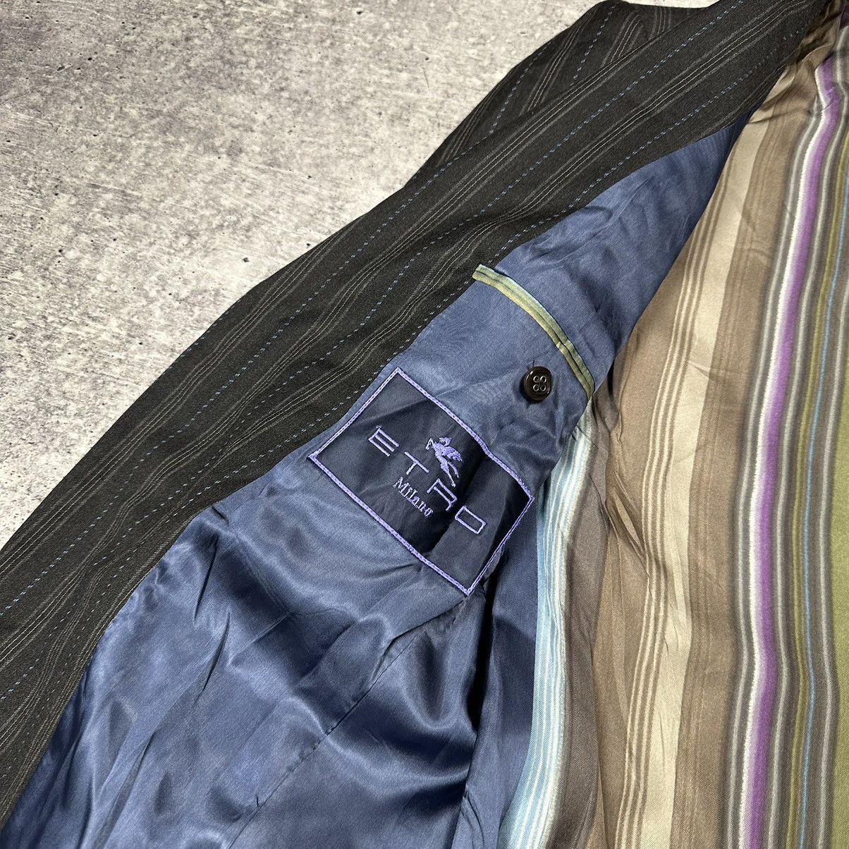 Designer × Etro Etro Milano Jacket Blazer Stripes Wool Lana Brown Men’s Size 48R - 11 Thumbnail