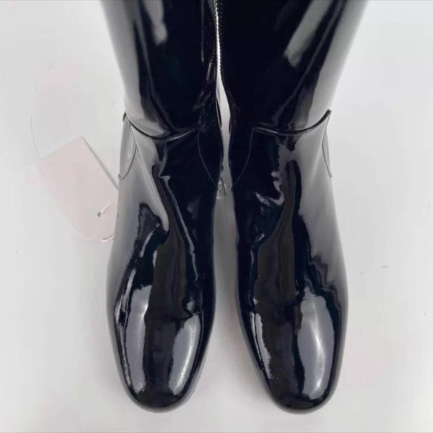 Yves Saint Laurent YSL Black PatentLeather Knee-High Zip Boot 37.5 Size US 7 / IT 37 - 2 Thumbnail