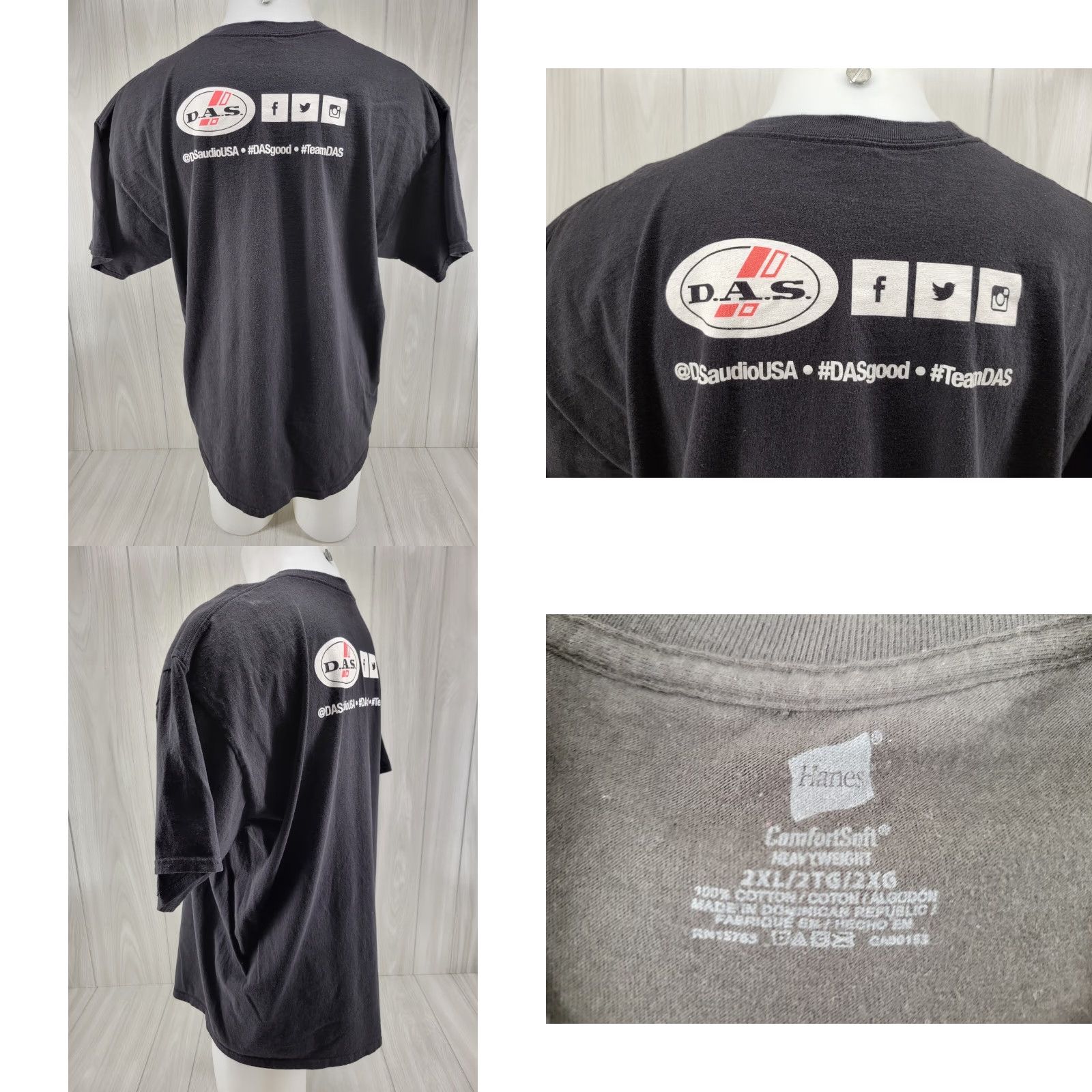 Vintage DAS Shirt Mens 2XL Black Audio Sound Hip Hop T-Shirt Crew Neck Short Sleeve Cotton Jersey Size US XXL / EU 58 / 5 - 8 Thumbnail