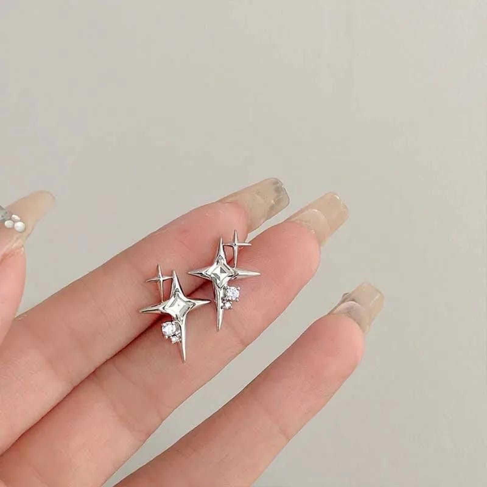 Jewelry Four pointed Star Stone Earrings Size ONE SIZE - 1 Thumbnail