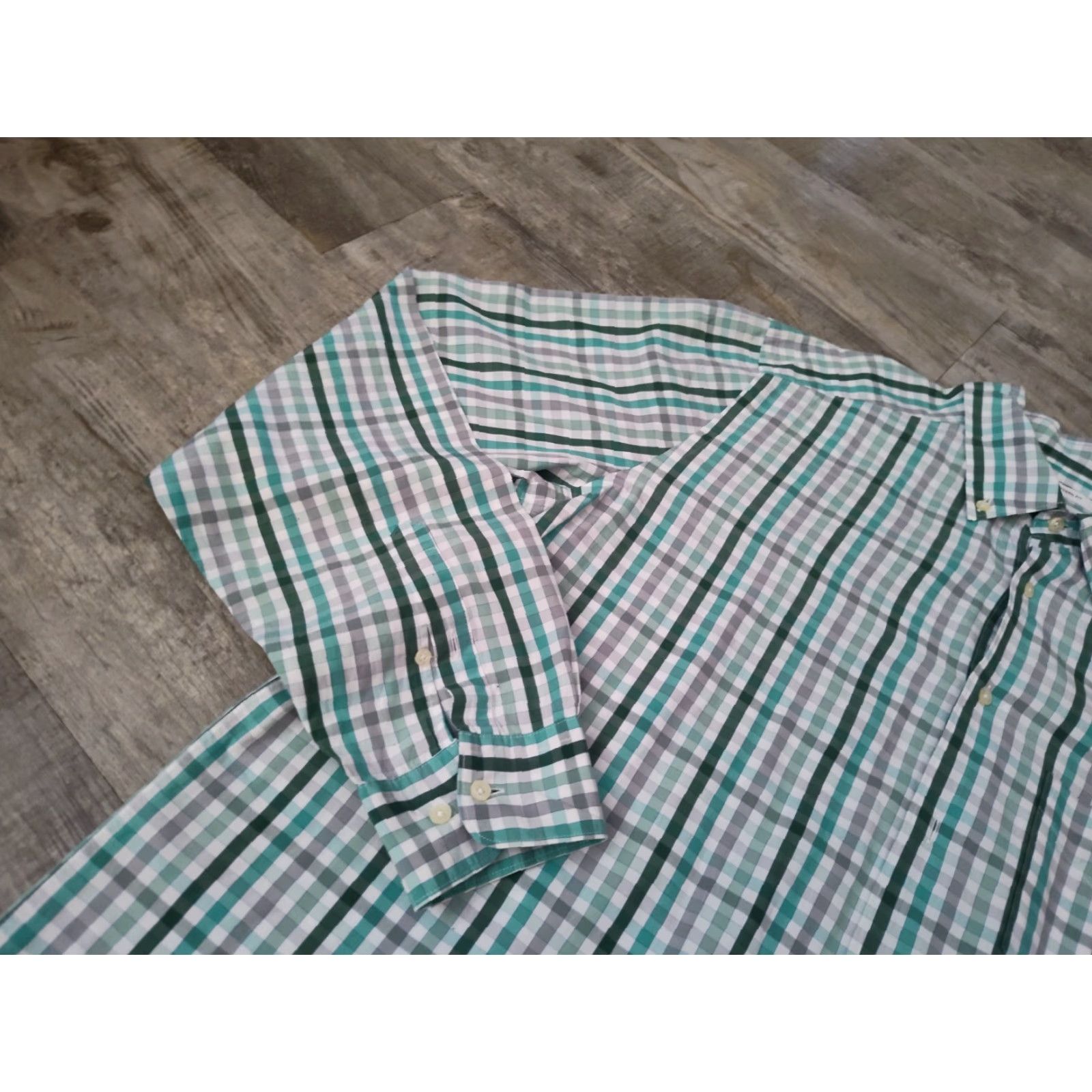 Lacoste VINTAGE? No — Lacoste Modern Fit Button-Down Shirt Mens 45 Green Plaid Long Sleeve Cotton Casual Mens Size 45 Green Plaid Preppy Lacoste Shirt Size US XXL / EU 58 / 5 - 4 Thumbnail