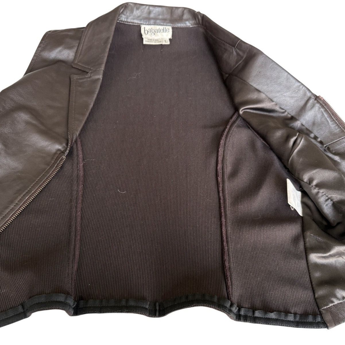 Wilsons Leather 90s Bagatelle Brown Leather Vest Fitted Knit Back Size L Size L / US 10 / IT 46 - 11 Thumbnail