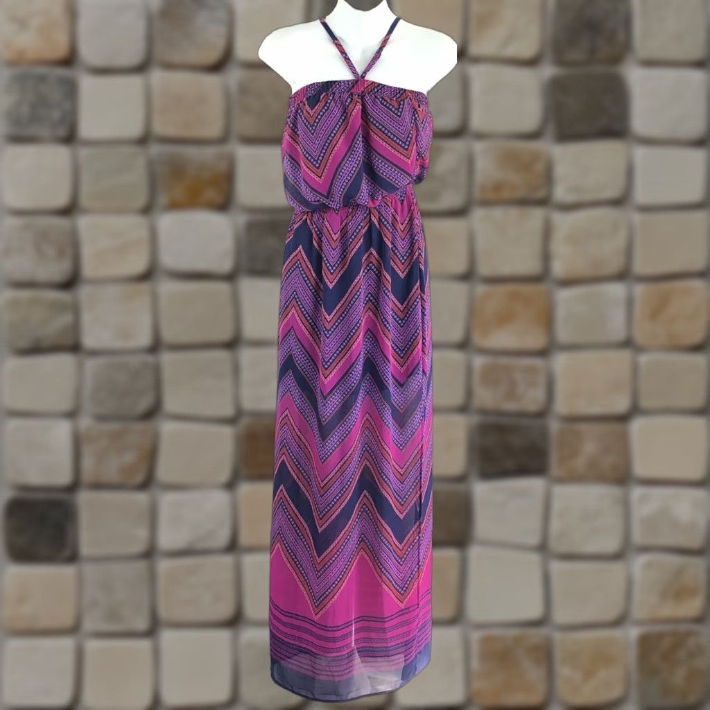 chinese dress ladies Purple V-Neck Maxi Dress With Long Sleeve And Slit main image 0