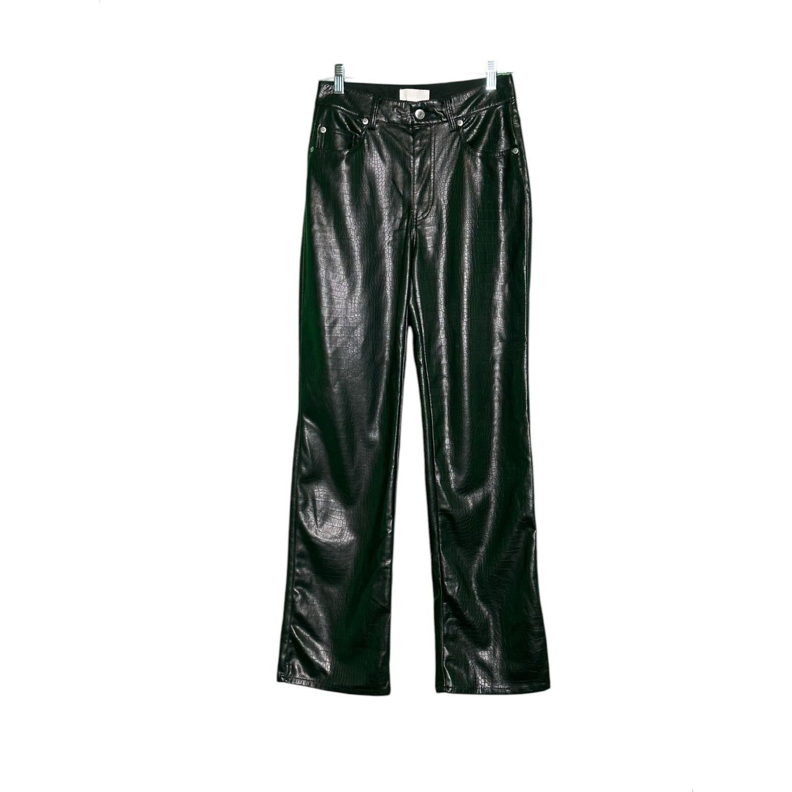 H&M H&M black faux crocodile leather straight leg pants size 4 Size 27" / US 4 / IT 40 - 15 Thumbnail