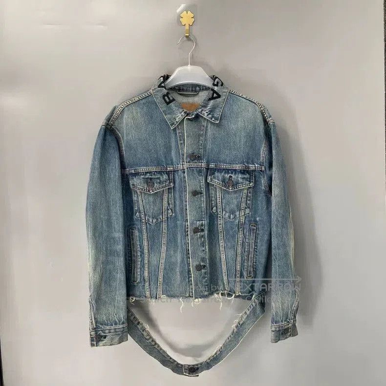 Balenciaga Balenciaga Blue Denim Jacket Logo Distressed. Size US XS / EU 42 / 0 - 1 Thumbnail