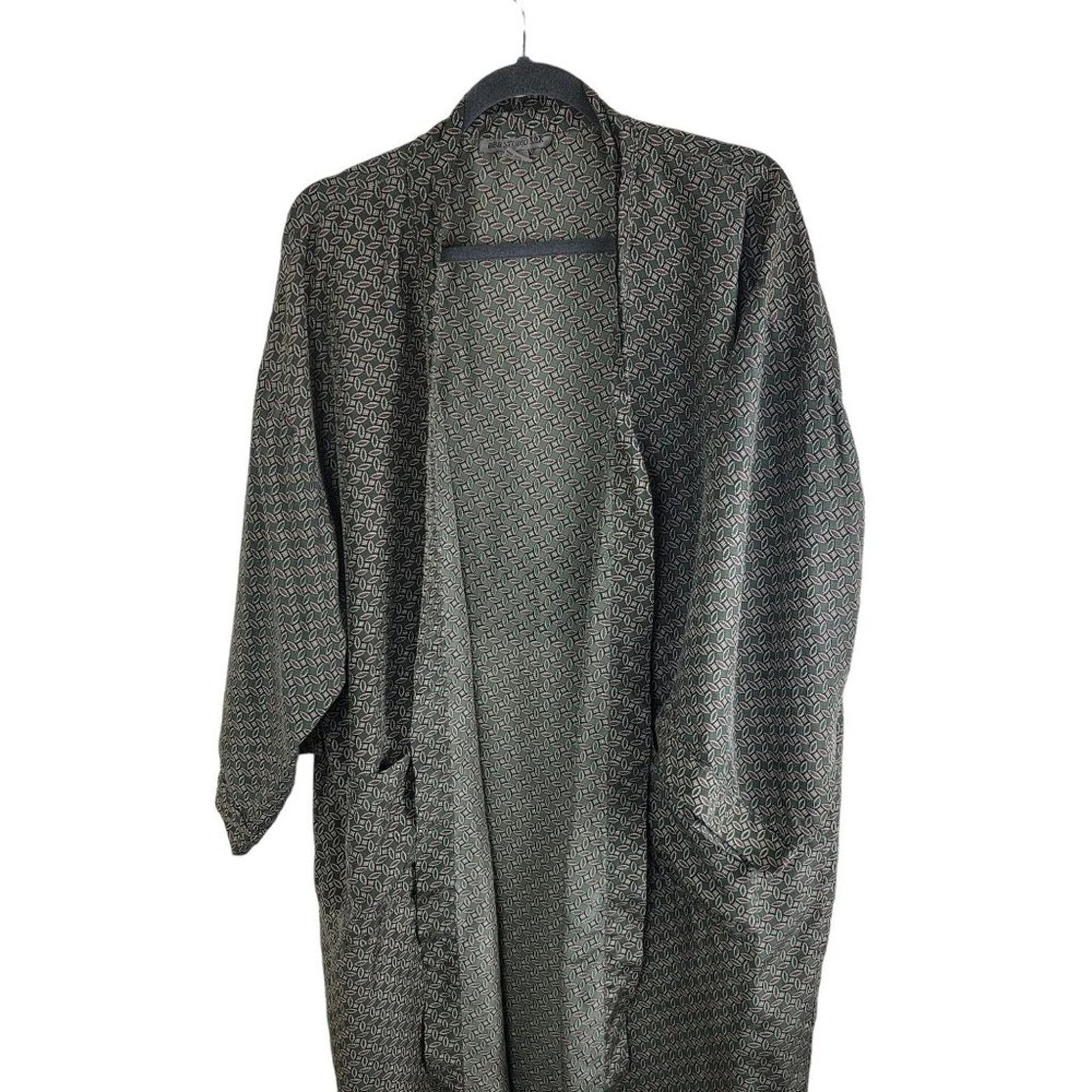 Vintage Vintage BBB Studio Womens Silk Satin Kimono Robe Geometric Size ONE SIZE - 10 Thumbnail