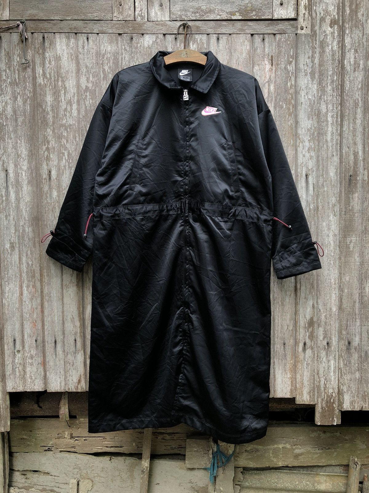 image of Nike Satin Long Jacket in Black, Women's (Size Small)