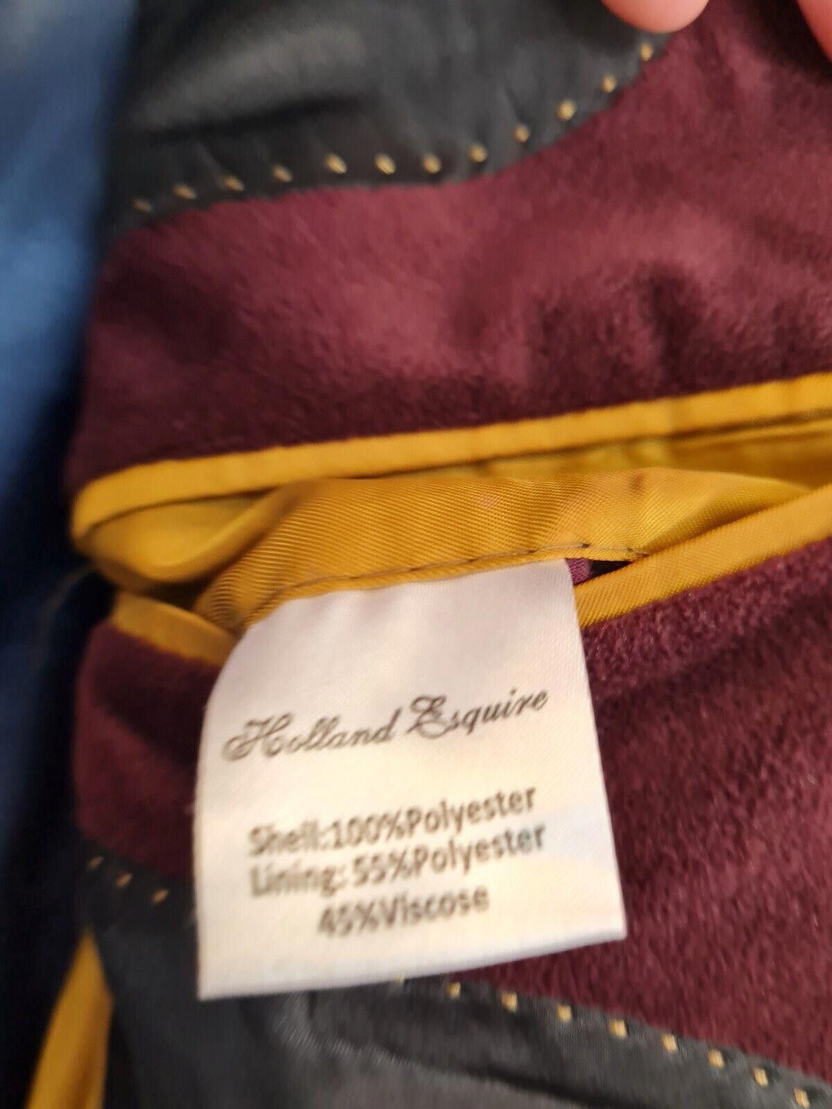 Designer Holland Esquire Velvet Blazer Size Large Red Wine Jacket Size US L / EU 52-54 / 3 - 5 Thumbnail