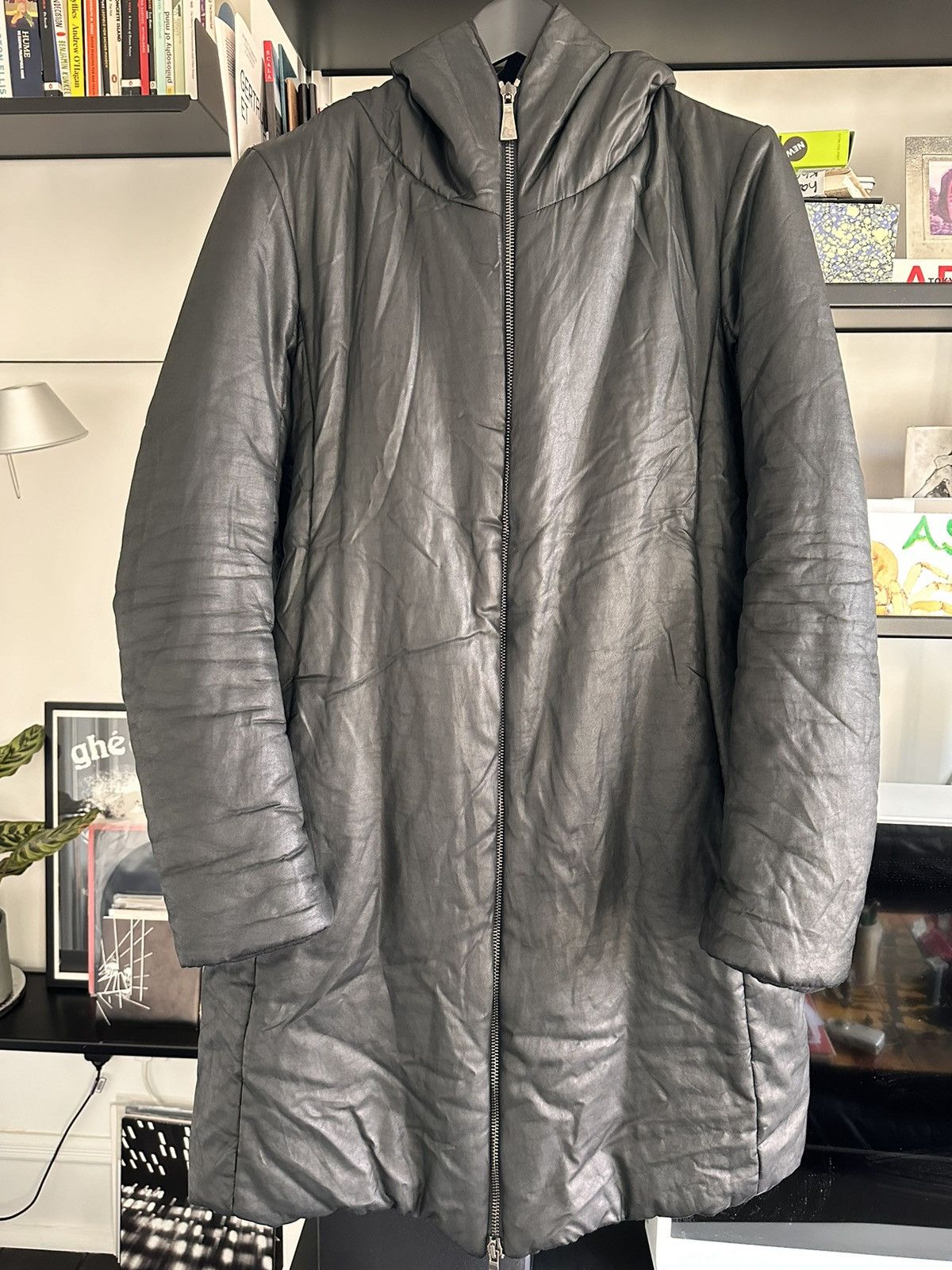 image of Poeme Bohemien Sz50 Coated Cotton Padded Parka in Grey, Men's (Size Medium)