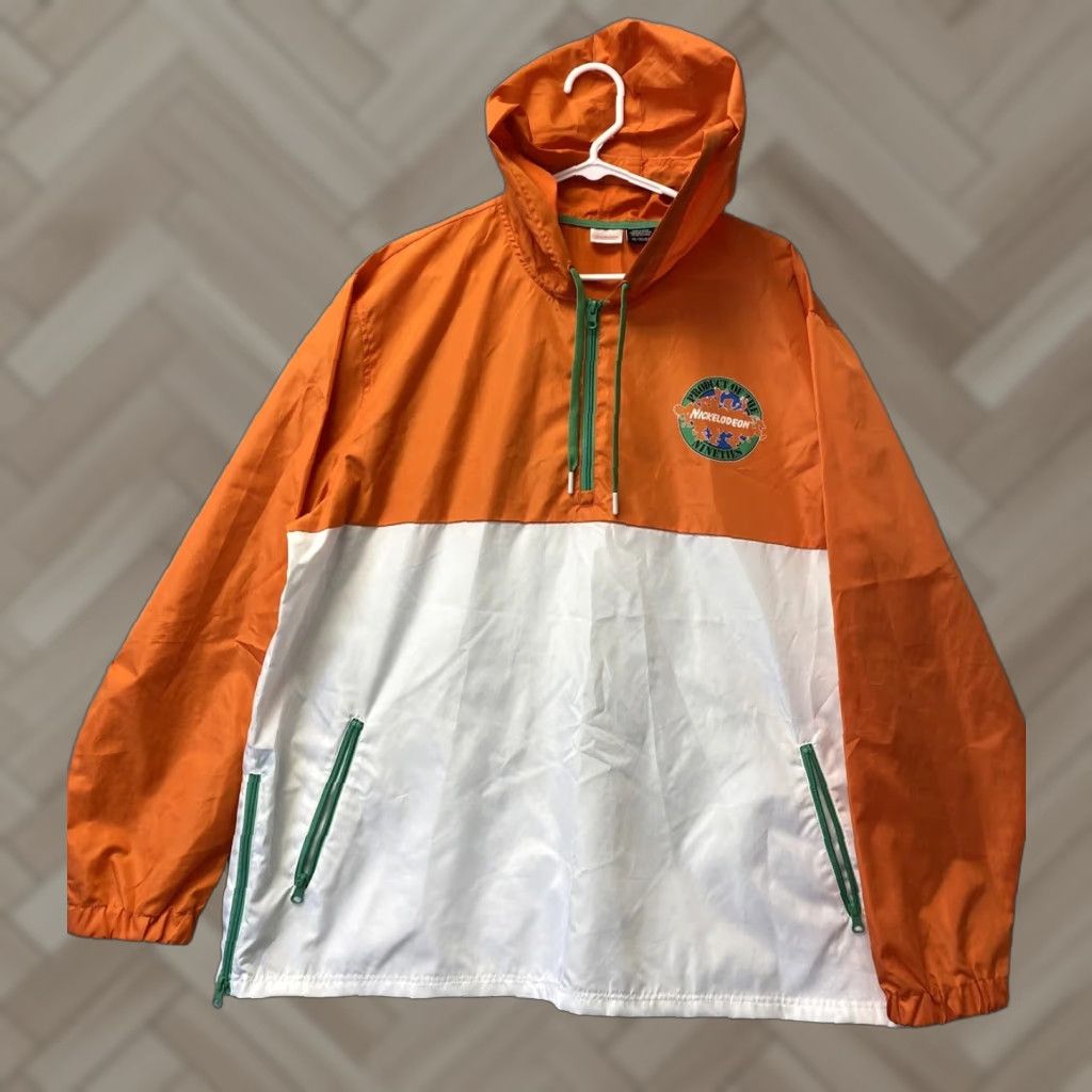 Nickelodeon Nickelodeon Orange Windbreaker Hoodie Jacket Size XL 96-44 Size US XL / EU 56 / 4 - 1 Thumbnail