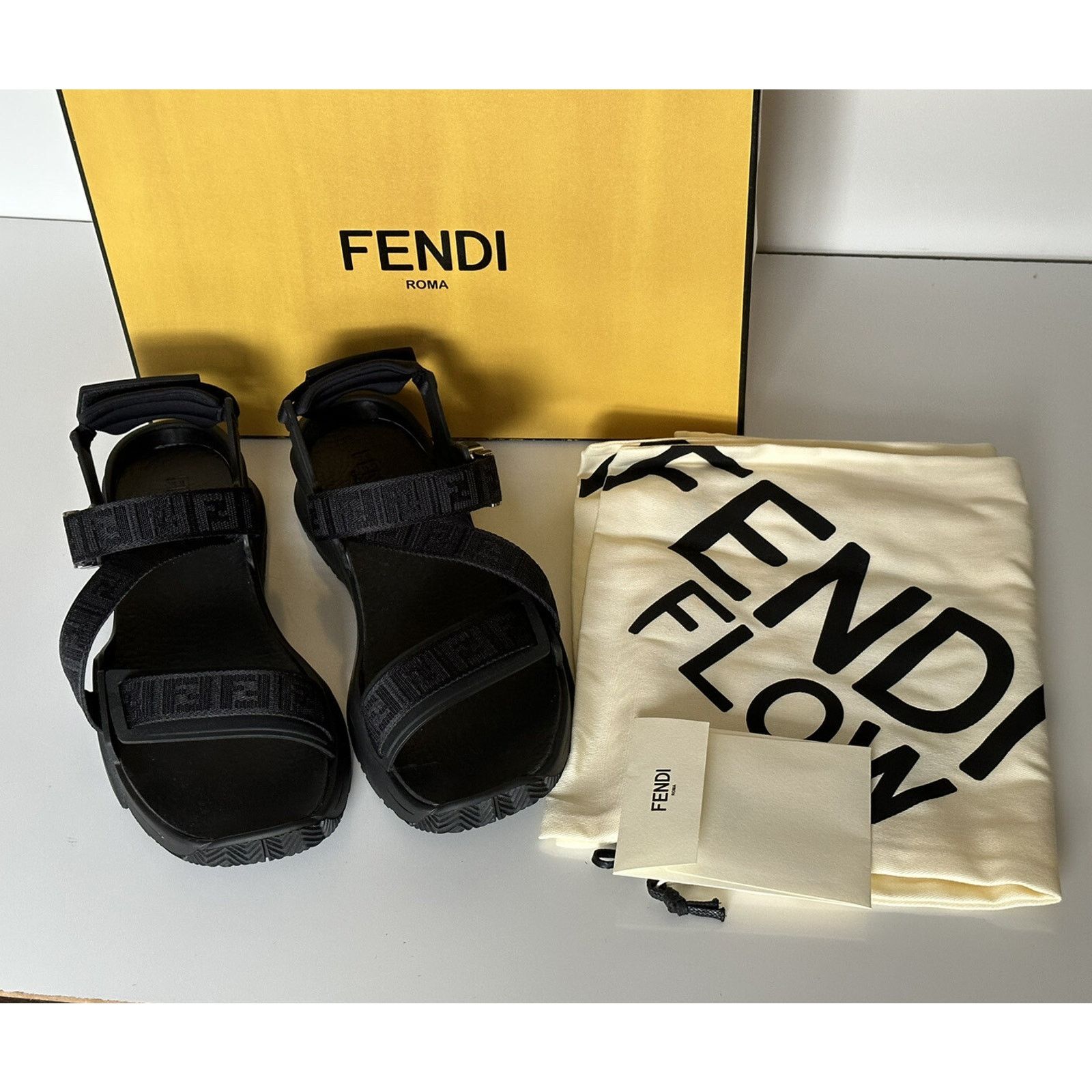 Fendi Fendi Men's FF Strapped Black Sandals 12 US/ 11 UK 7X1503 Size US 11 / EU 44 - 14 Thumbnail