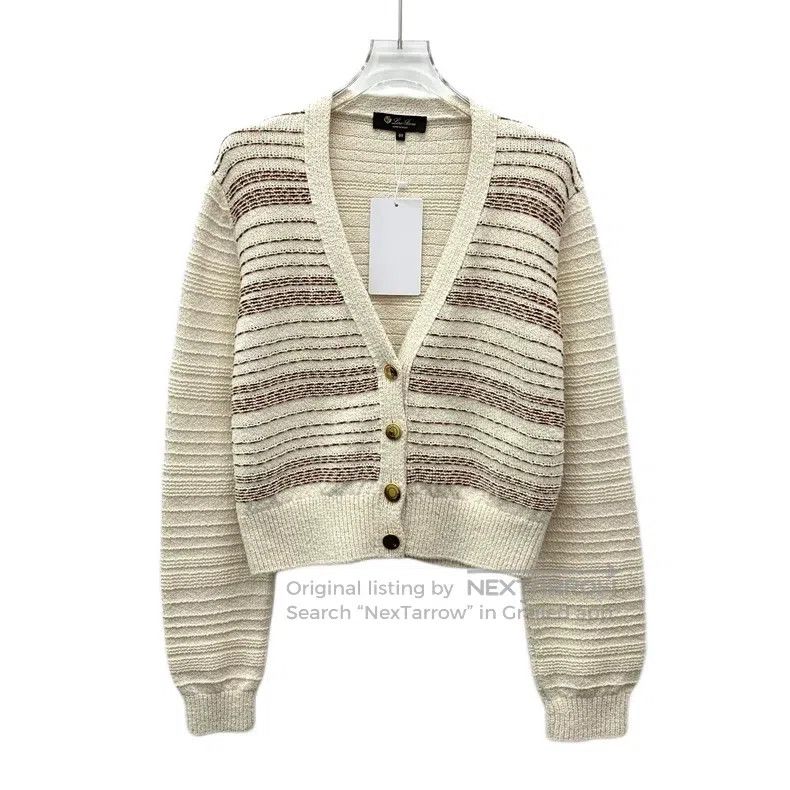 Loro Piana Loro Piana Multicolor Striped Cotton V-neck Single-breaste Size XS / US 0-2 / IT 36-38 - 1 Thumbnail