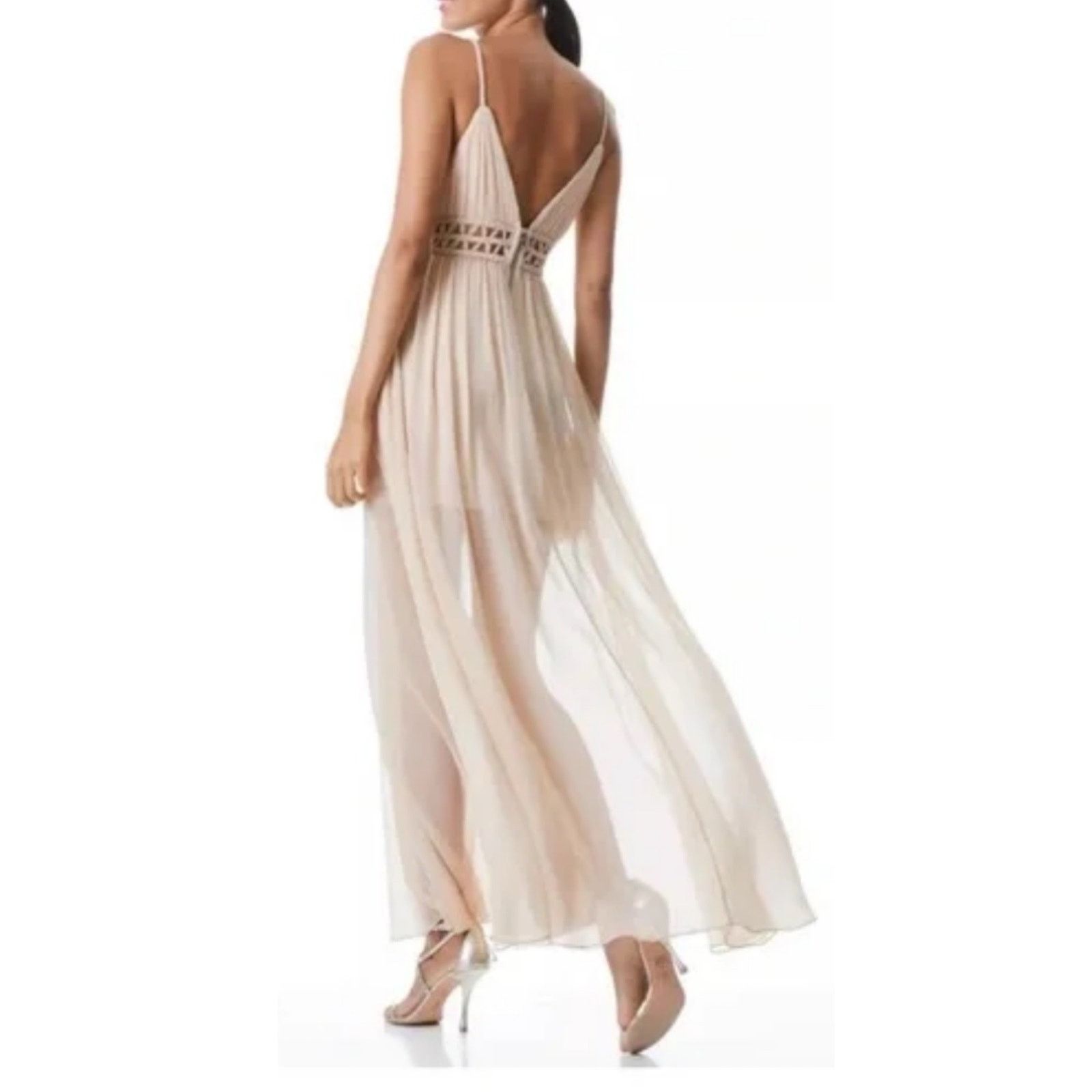 Alice + Olivia Alice and Olivia Rya Nude Silk Sheer Draped Maxi Dress sz 10 Size L / US 10 / IT 46 - 3 Thumbnail