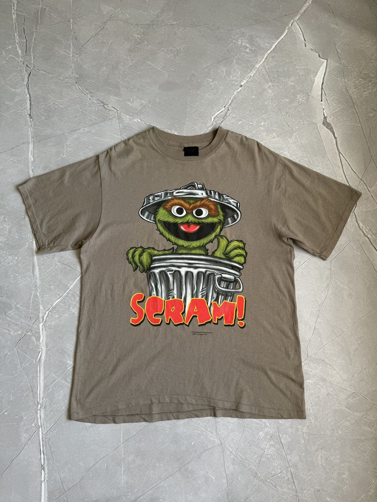 Changes Vintage 90s Sesame Street Scram Jim Hanson T-Shirt Khaki Size US L / EU 52-54 / 3 - 2 Thumbnail